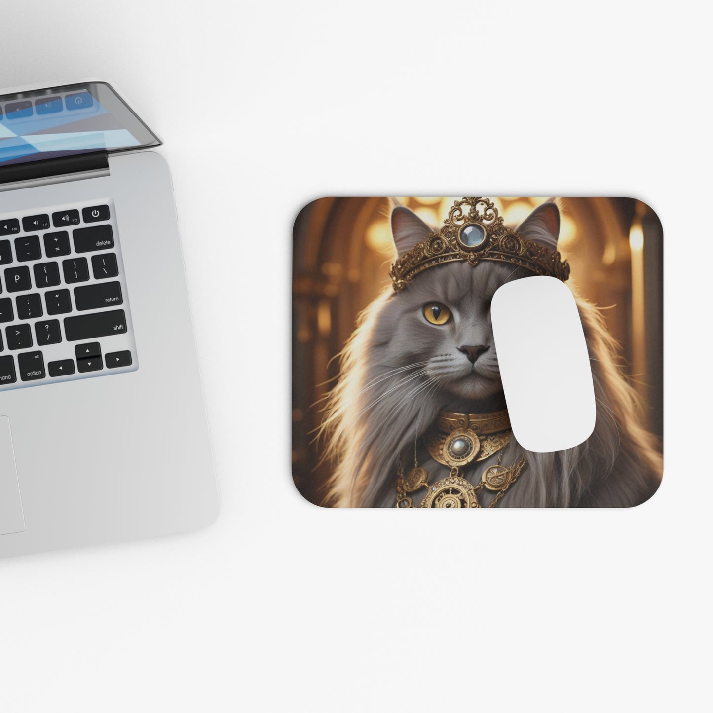 Regal Cat Mouse Pad, Laptop Accessory, Office Decor, Cat Lover Gift, Unique Home Office, Pet Themed Decor, Steampunk Design