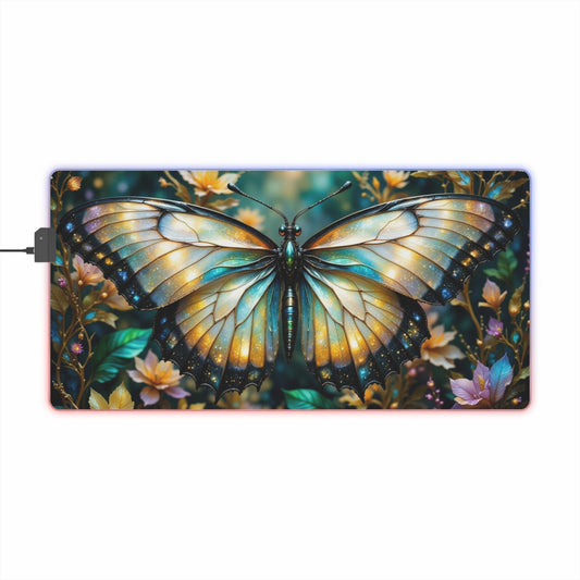 LED Butterfly Gaming Mouse Pad, Colorful Gaming Accessory, Decorative Computer Mat, Butterfly Desk Pad, Unique Gamer Gift