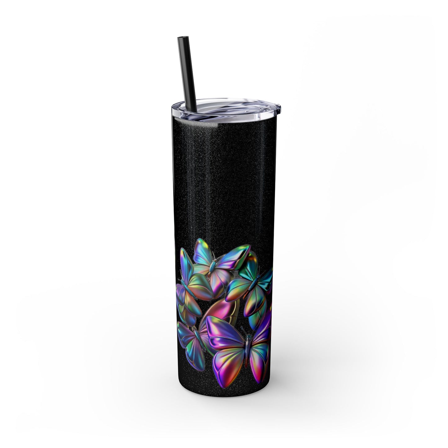 Purple Butterfly Swarm Tumbler with Straw, 20oz