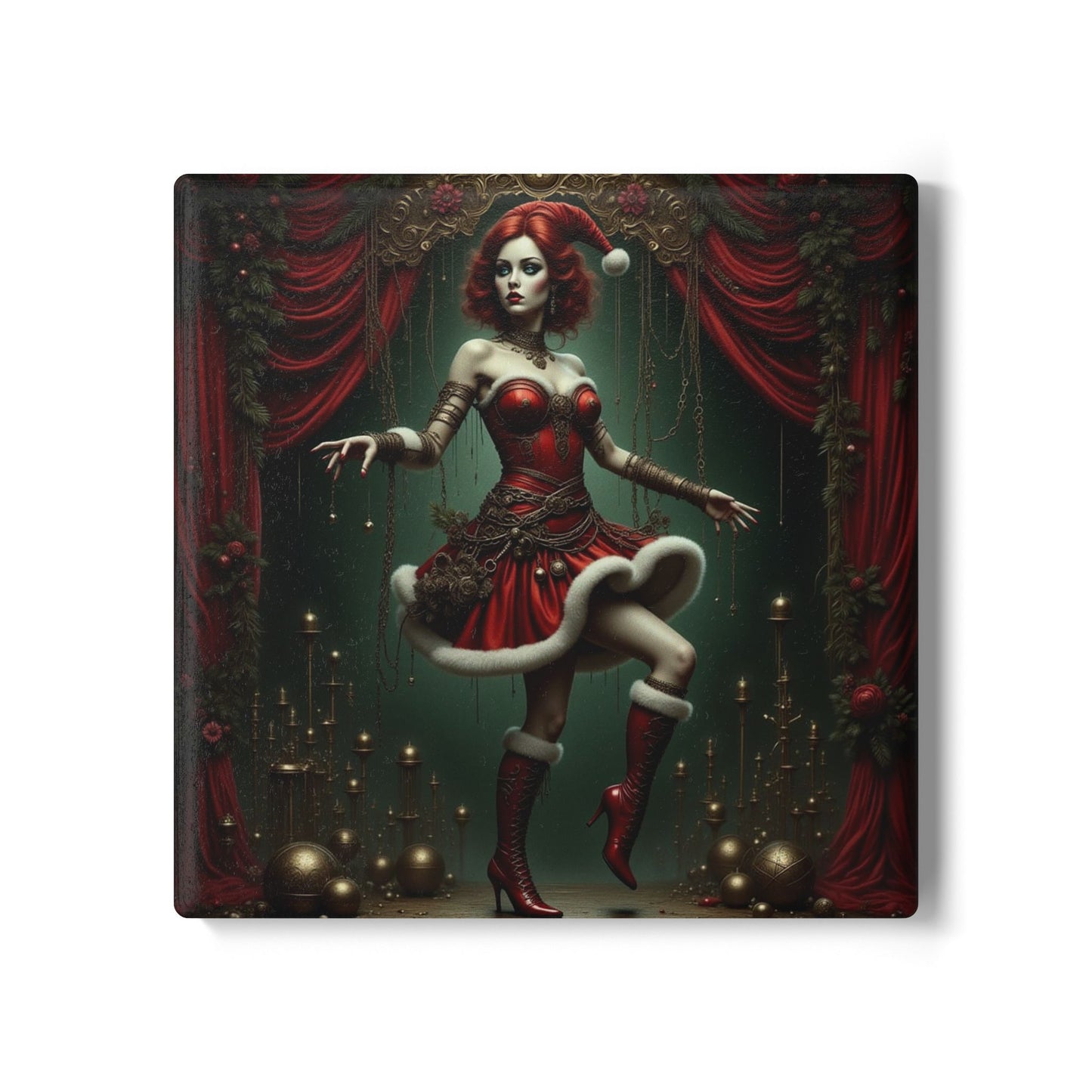 Christmas Themed Cenobite Coaster, Festive Drink Coaster, Holiday Home Decor, Unique Gift Ideas, Decorative Tableware