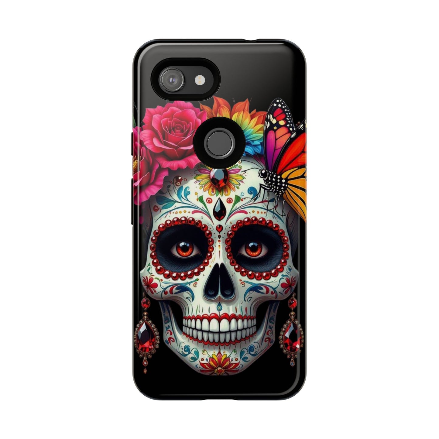 Colorful Sugar Skull Phone Case, Day of the Dead Case, Floral Phone Cover, Flower Skull Design, Edgy Phone Accessory