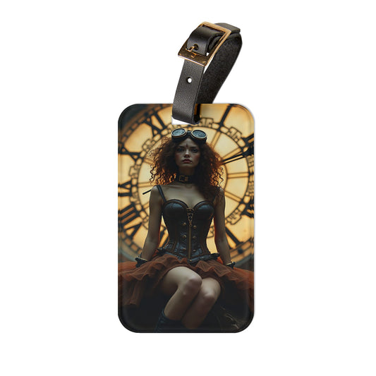 Steampunk Luggage Tag, Vintage Travel Accessory, Suitcase ID Holder, Unique Gift for Travelers, Gothic Decor for Airport