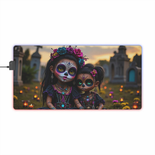 LED Colorful Gaming Mouse Pad - Vibrant Design for Gamers, Desk Decor, RGB Lighting, Day of the Dead Vibe, Perfect Gift for Tech Lovers