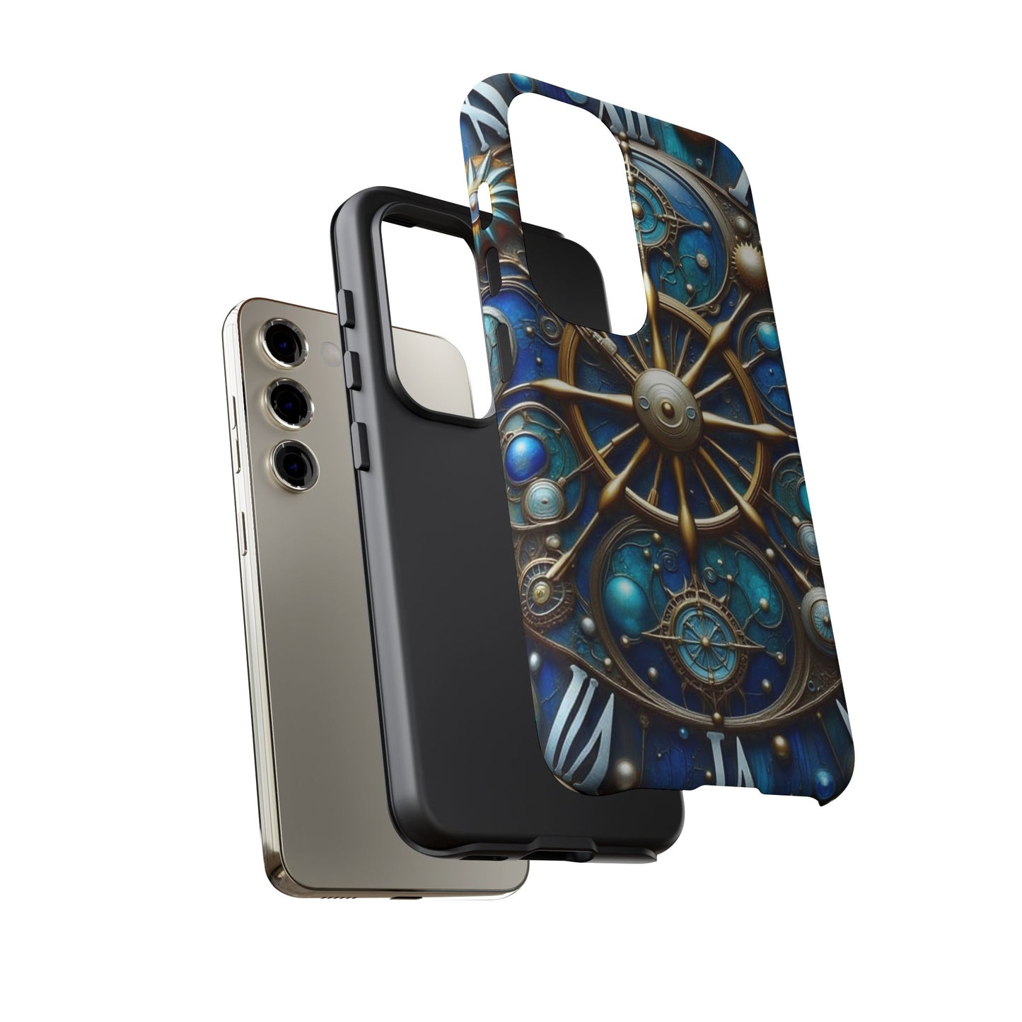 Stylish Phone Cases for Adventurers, Unique Phone Cover, Gift for Friends, Gold and Blue Steampunk Design, Tough Protective Case, Artistic [...]