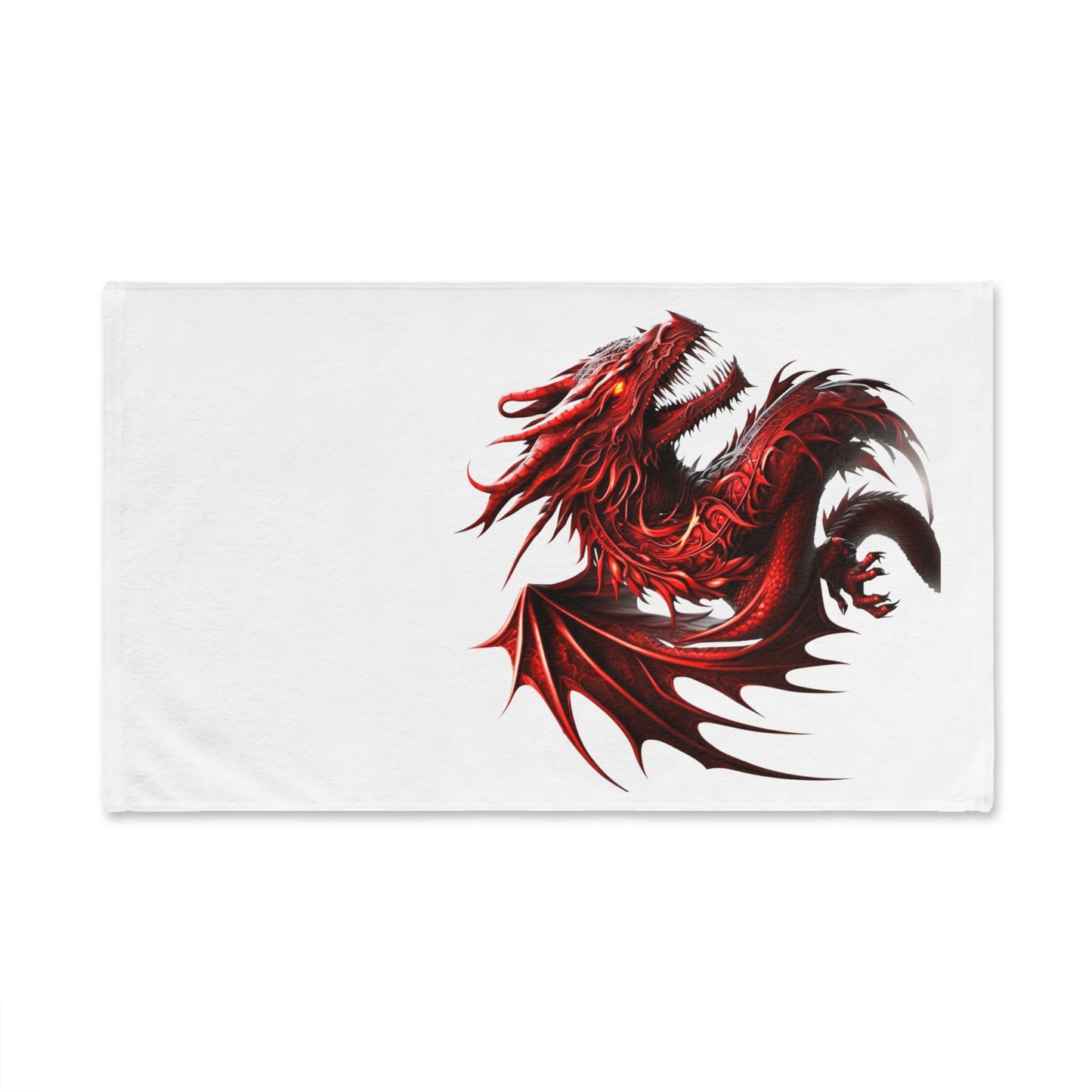 Fierce Red Dragon Hand Towel, Fantasy Dragon Decor, Gift for Gamers, Unique Kitchen Towel, Bathroom Accessories