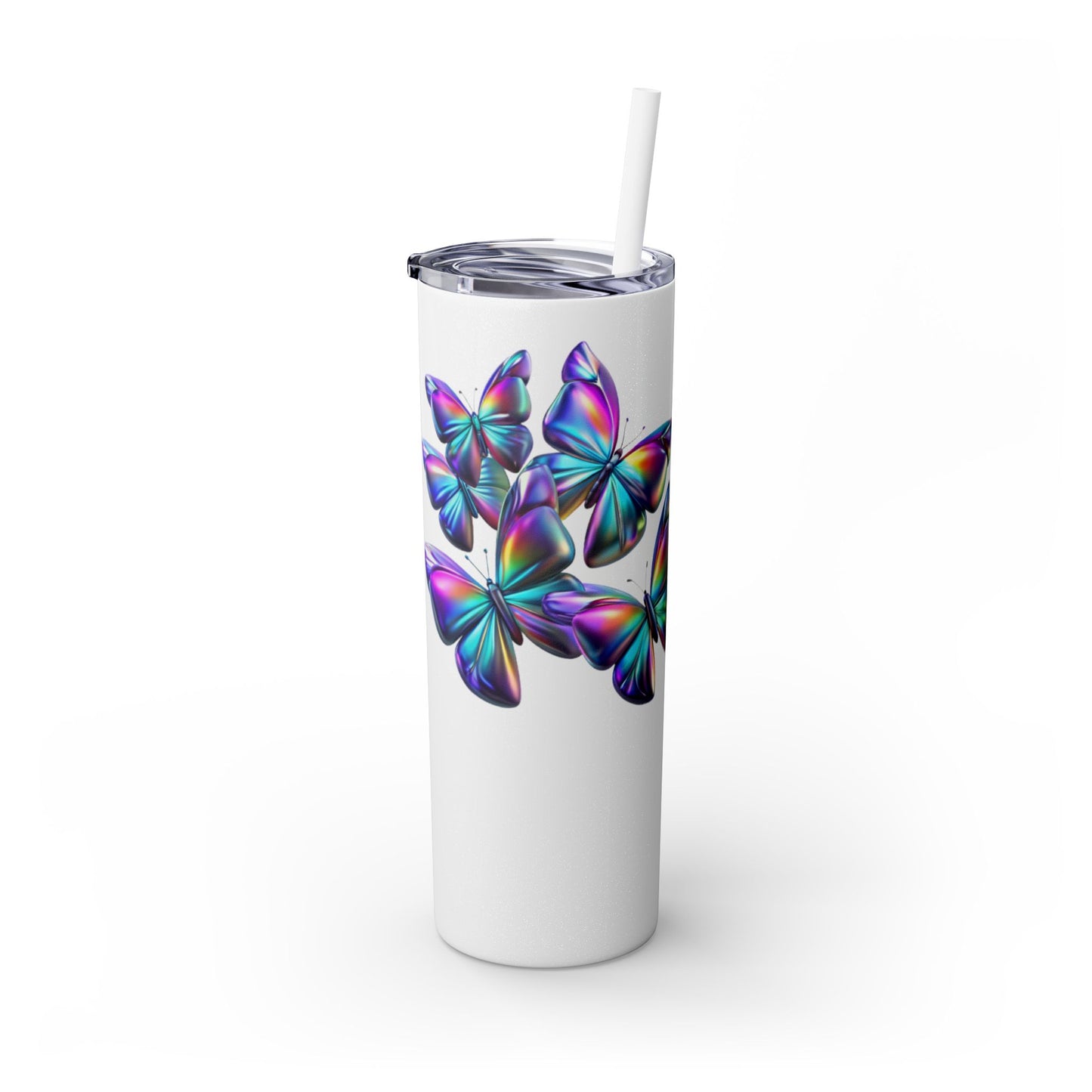 Purple Butterfly Swarm Tumbler with Straw, 20oz