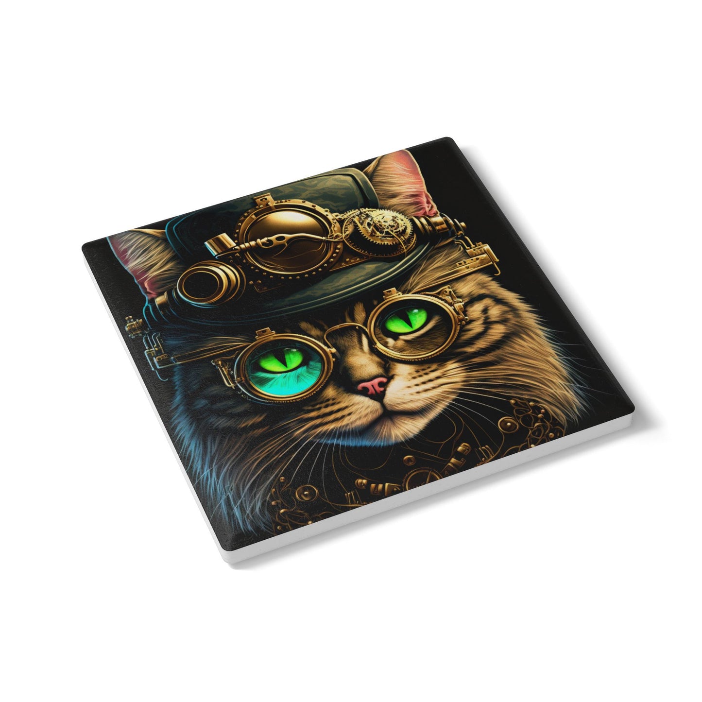Ceramic Coaster, Steampunk Cat Top Hat, Cats, Steampunk Designs