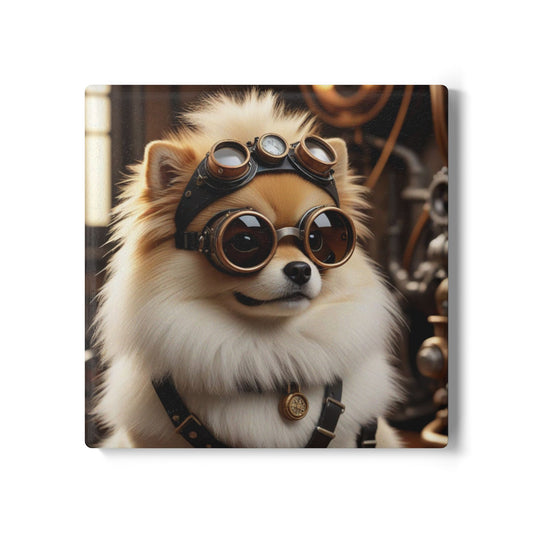 Ceramic Coaster Steampunk Dog Pomeranian, Steampunk, Dog lovers, Unique Designs