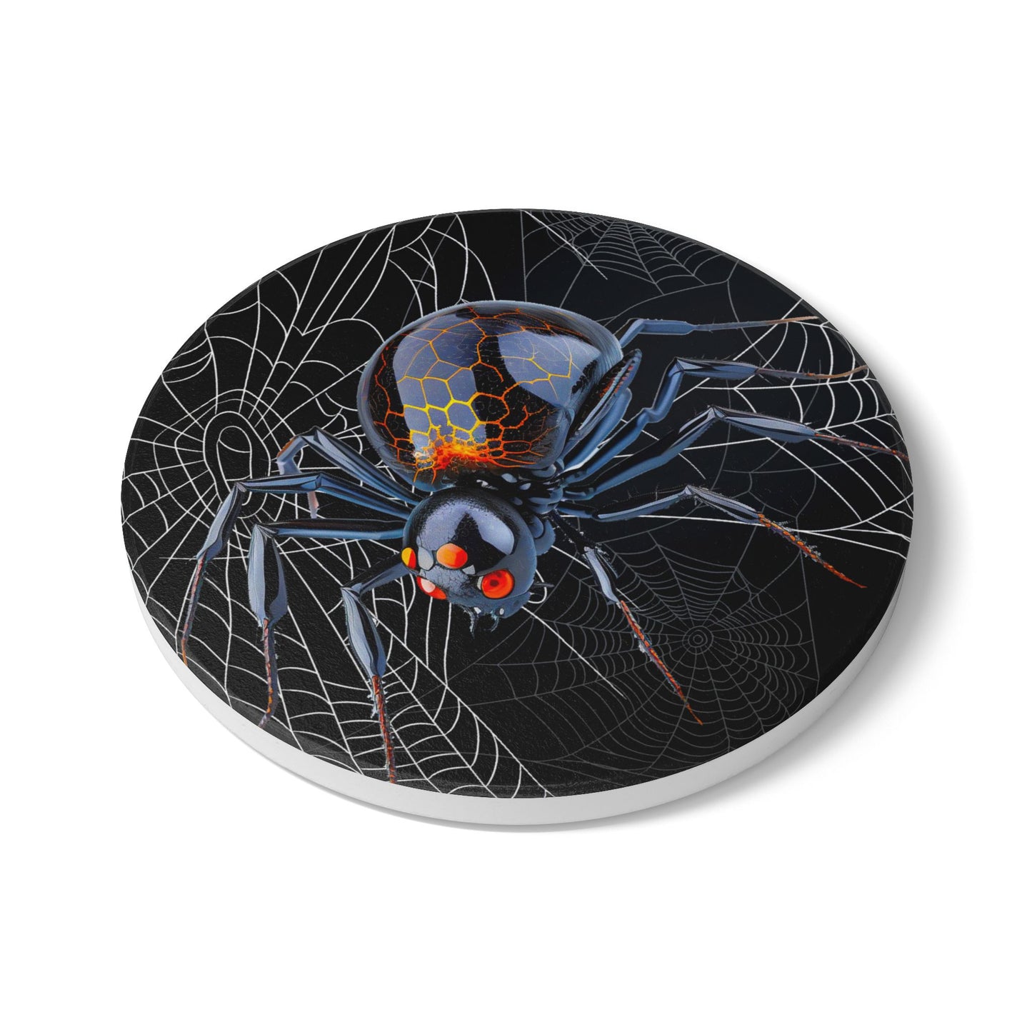 Spooky Spider Ceramic Coaster | Halloween Decor, Gift for Spider Lovers, Home Bar Accessories, Unique Drinkware, Scary Halloween Party
