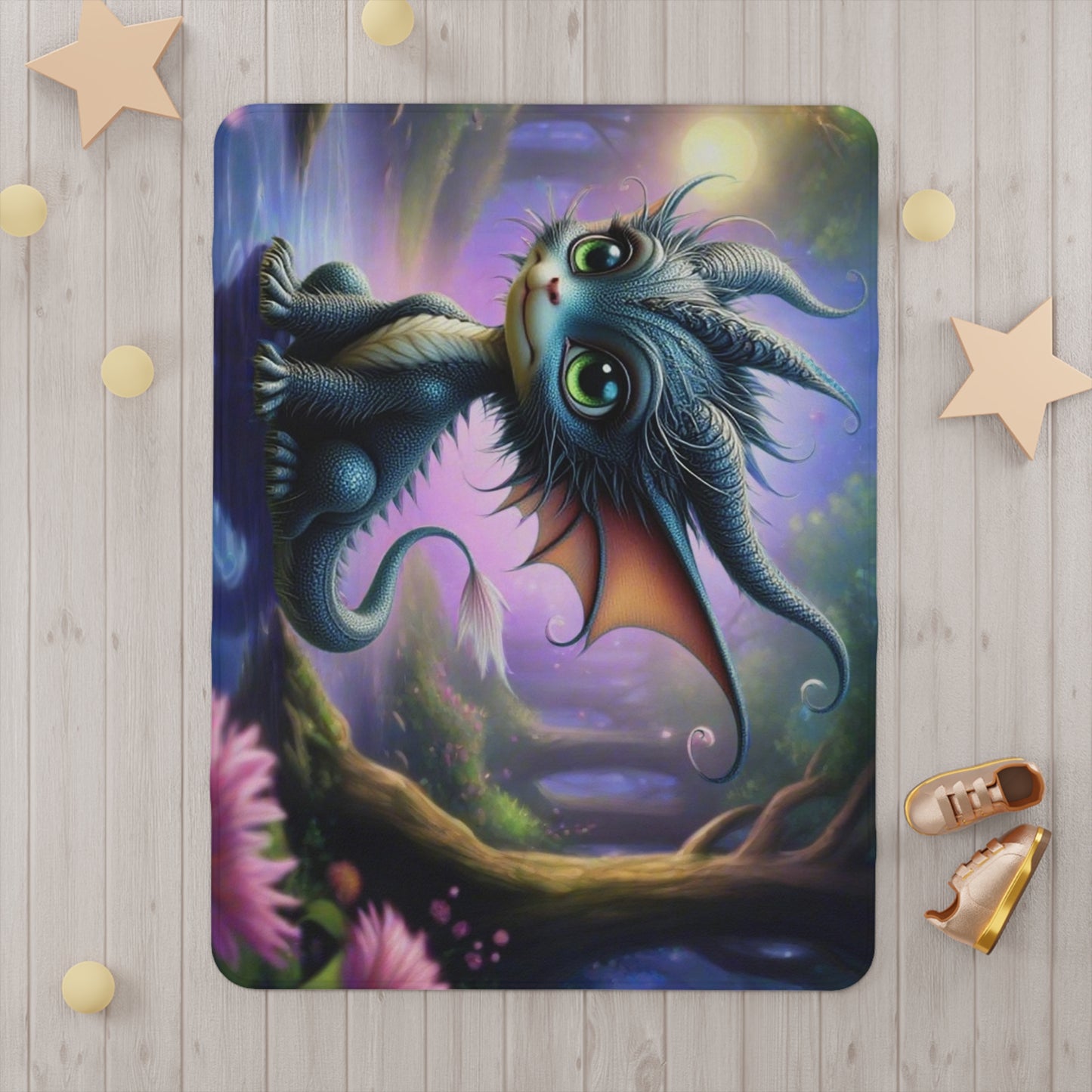 Cozy Dragon Toddler Blanket | Cute Fantasy Nursery Decor, Baby Gift, Playroom Accessory, Kid's Room Blanket