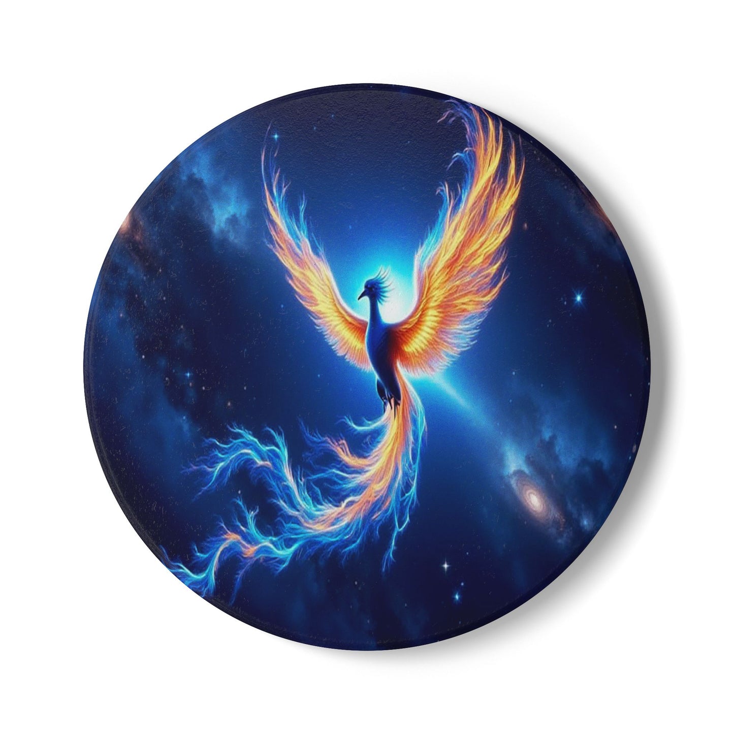 Celestial Phoenix Ceramic Coaster, Fantasy Home Decor, Gift for Eagle Owl Lovers, Table Decor, Coffee Mug Mat