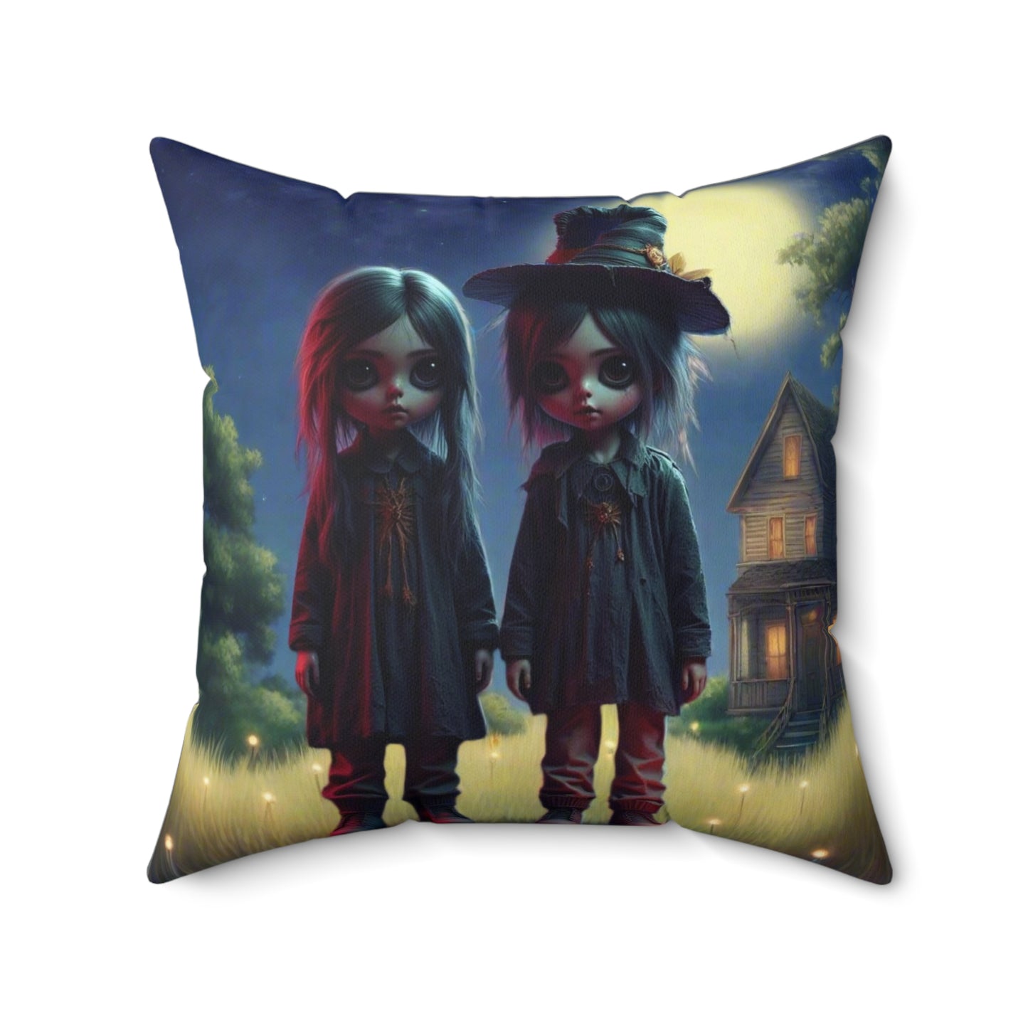 Gothic Creepy Square Pillow, Decorative Cushion, Spooky Home Decor, Cozy Fall Vibes, Witchy Gift Idea, Timmy and Tina