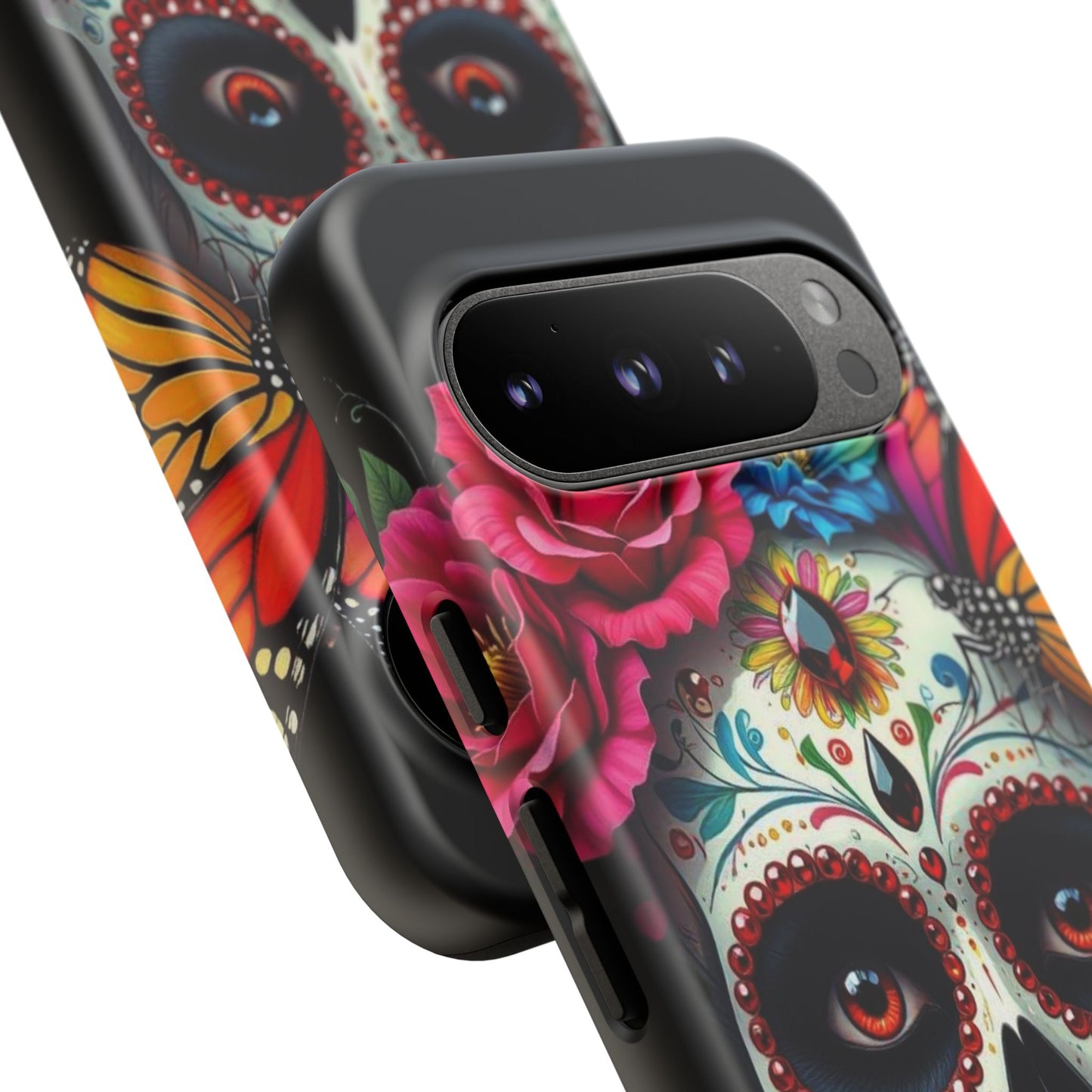 Colorful Sugar Skull Phone Case, Day of the Dead Case, Floral Phone Cover, Flower Skull Design, Edgy Phone Accessory
