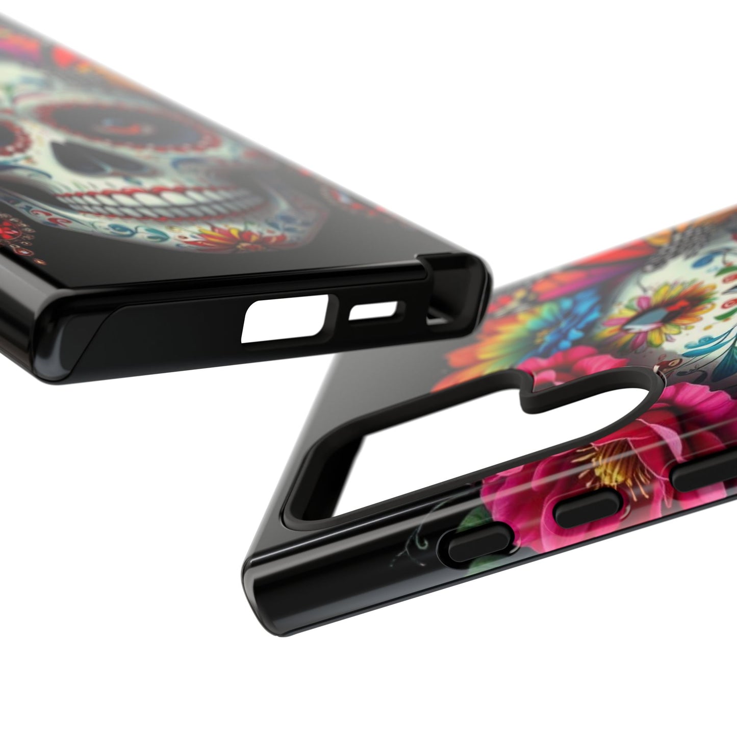 Colorful Sugar Skull Phone Case, Day of the Dead Case, Floral Phone Cover, Flower Skull Design, Edgy Phone Accessory