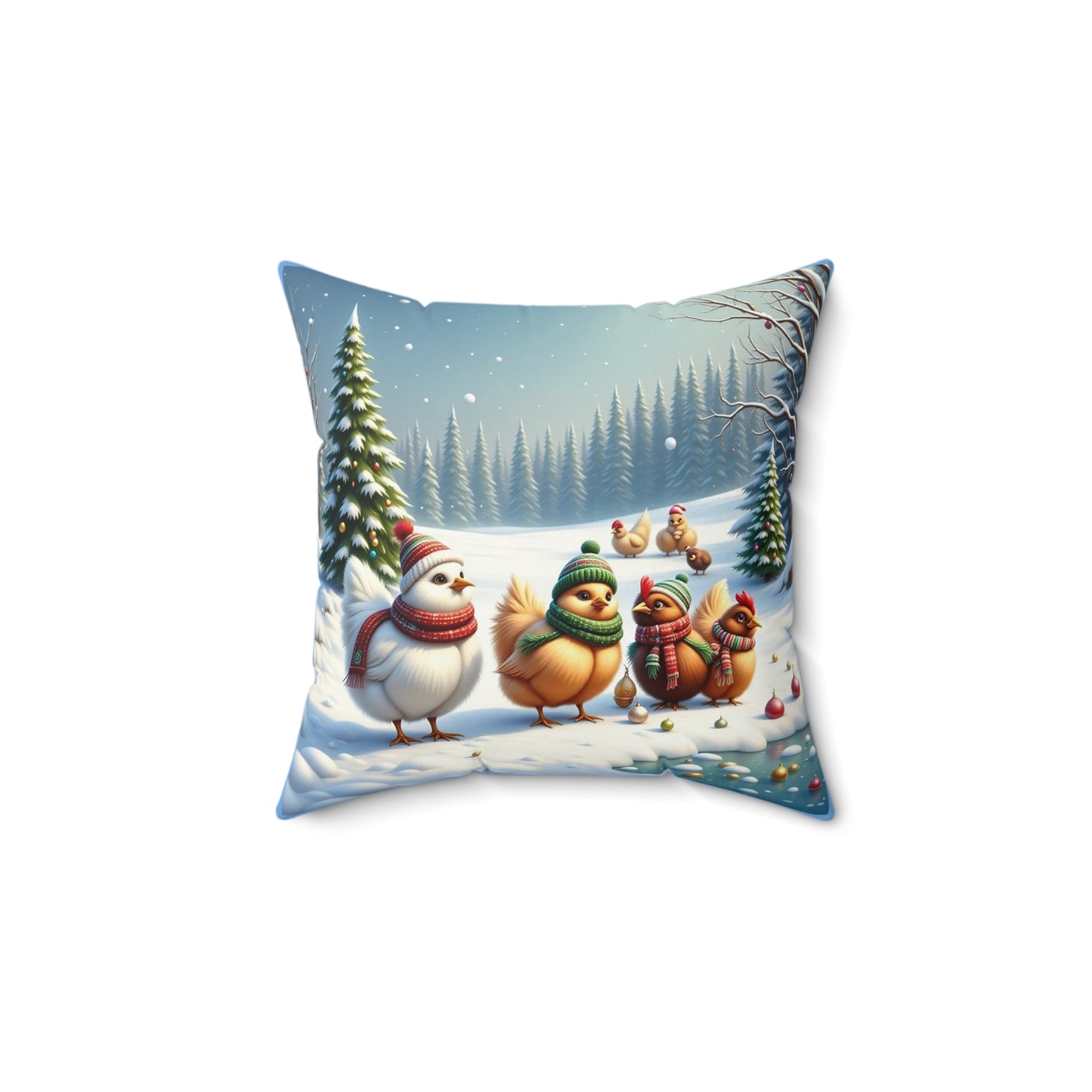 Winter Wonderland Decorative Pillow, Cozy Home Decor, Holiday Throw Cushion, Gift for Bird Lovers, Seasonal Accent Pillow