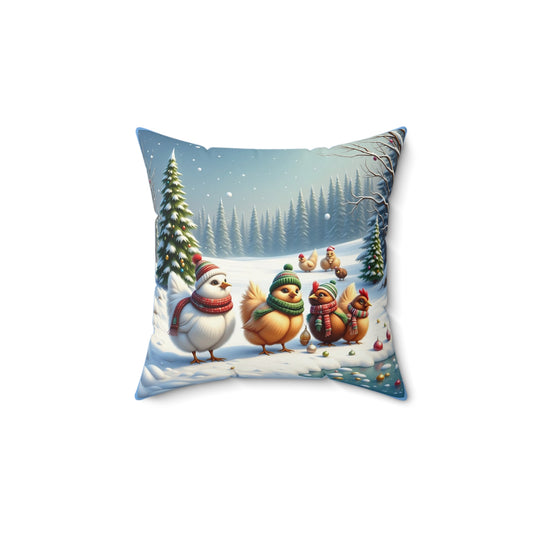 Winter Wonderland Decorative Pillow, Cozy Home Decor, Holiday Throw Cushion, Gift for Bird Lovers, Seasonal Accent Pillow