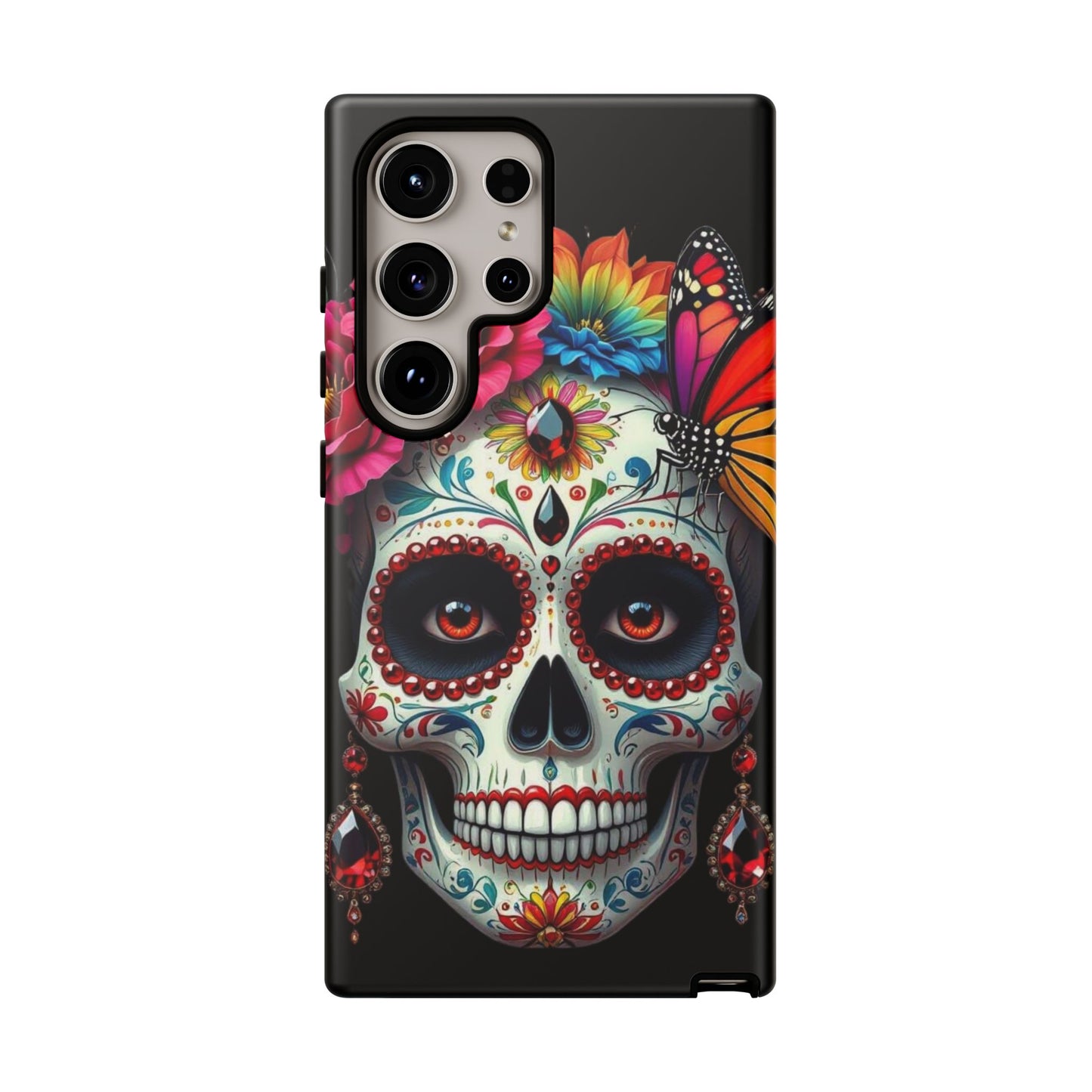 Colorful Sugar Skull Phone Case, Day of the Dead Case, Floral Phone Cover, Flower Skull Design, Edgy Phone Accessory