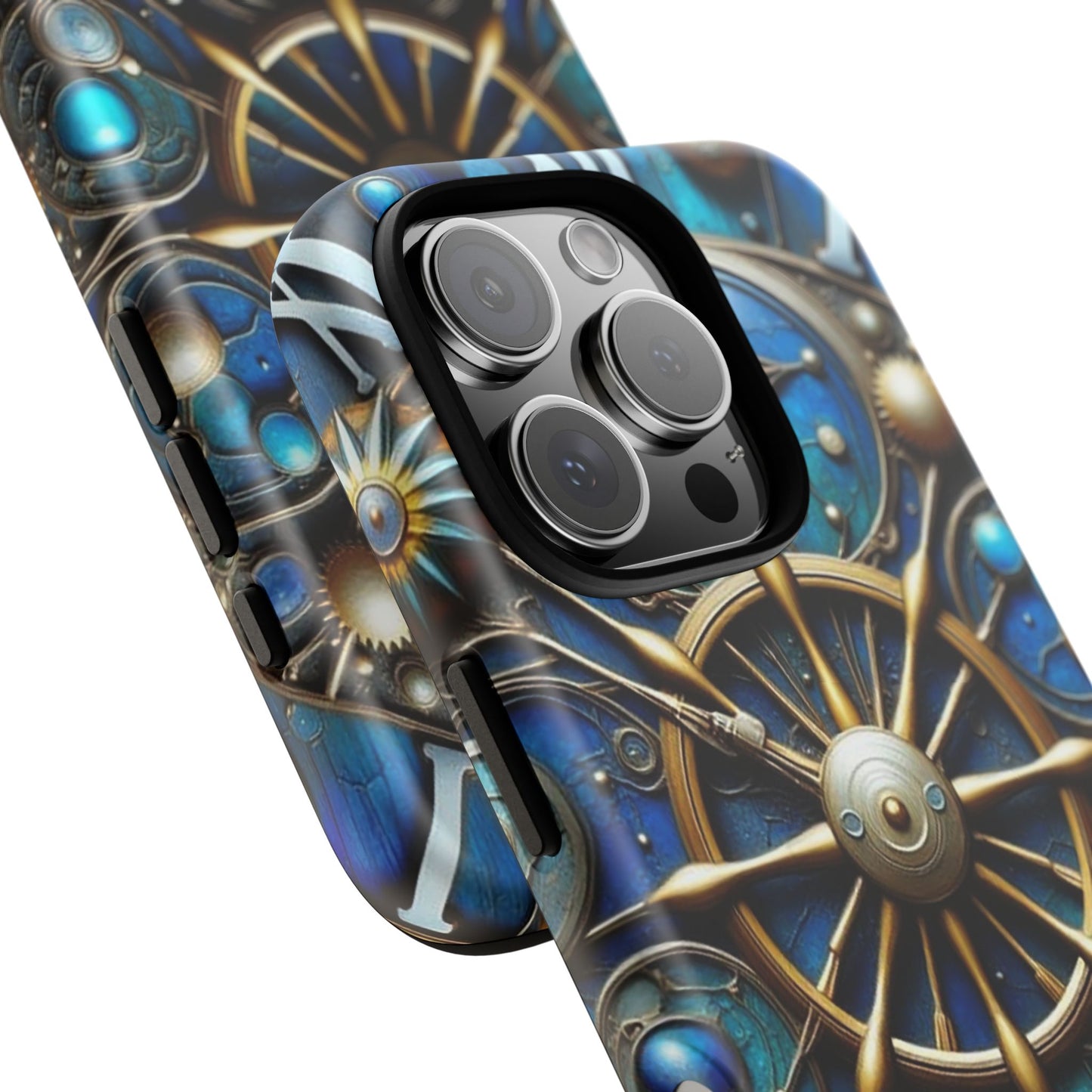 Stylish Phone Cases for Adventurers, Unique Phone Cover, Gift for Friends, Gold and Blue Steampunk Design, Tough Protective Case, Artistic [...]