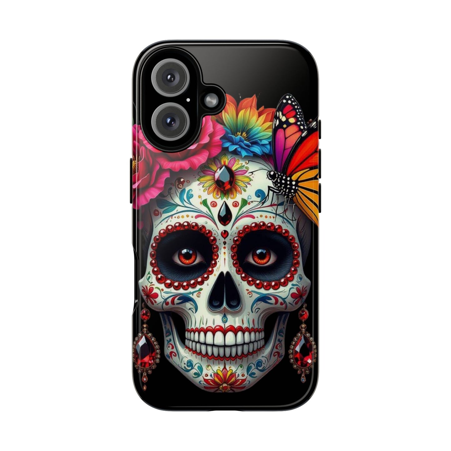 Colorful Sugar Skull Phone Case, Day of the Dead Case, Floral Phone Cover, Flower Skull Design, Edgy Phone Accessory