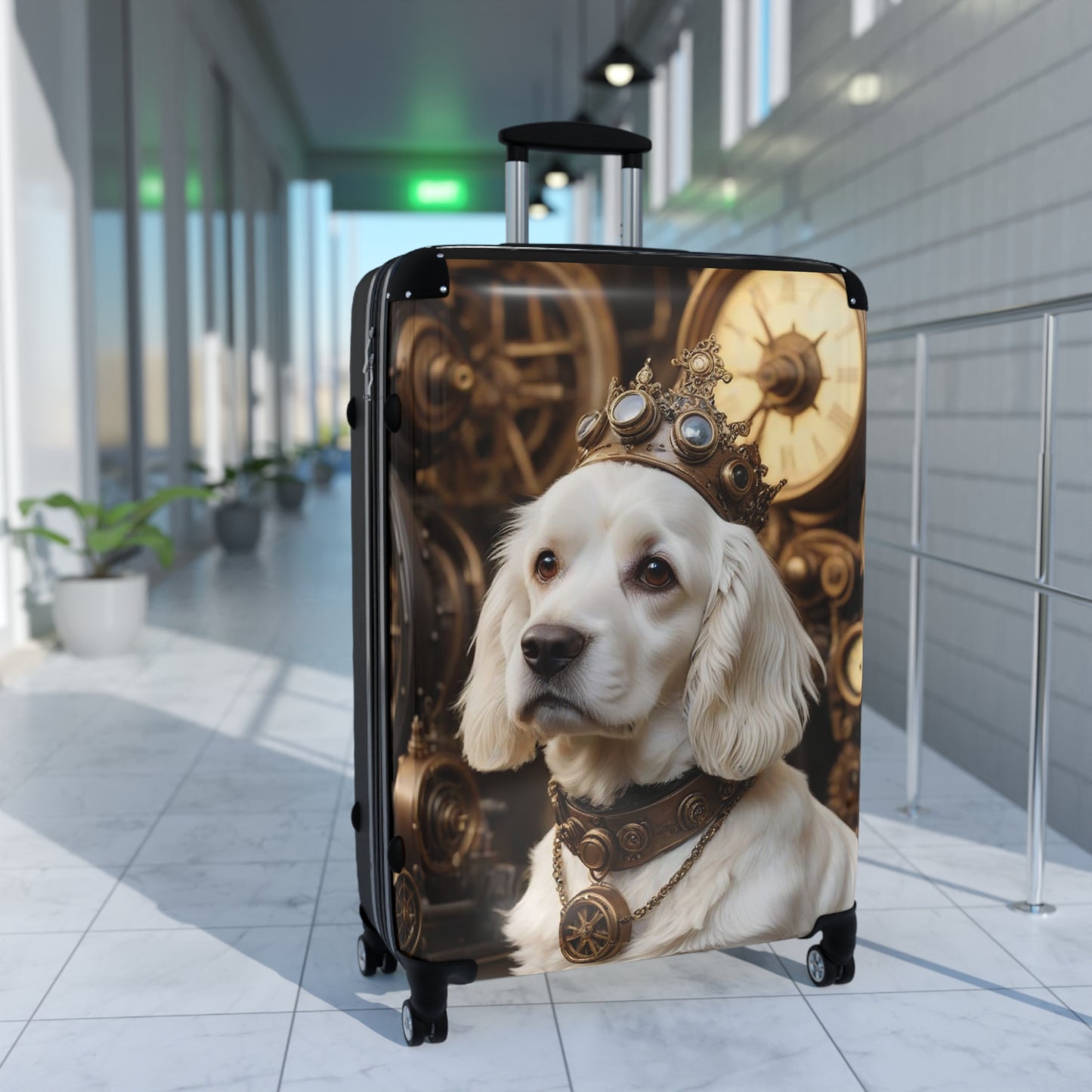 White Cocker Spaniel, Royal Pup Suitcase: Stylish Dog-Themed Luggage for Travelers, Pet Lovers, Travel Gift, Unique Pet Suitcase, Dog Lover Travel Gear