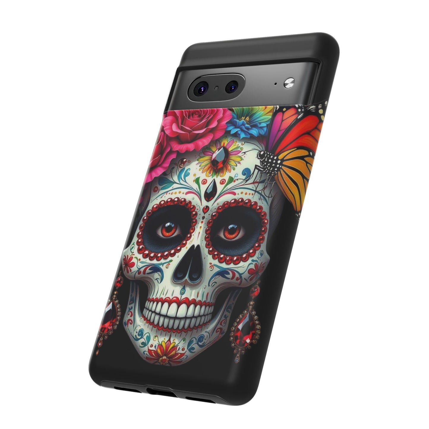 Colorful Sugar Skull Phone Case, Day of the Dead Case, Floral Phone Cover, Flower Skull Design, Edgy Phone Accessory