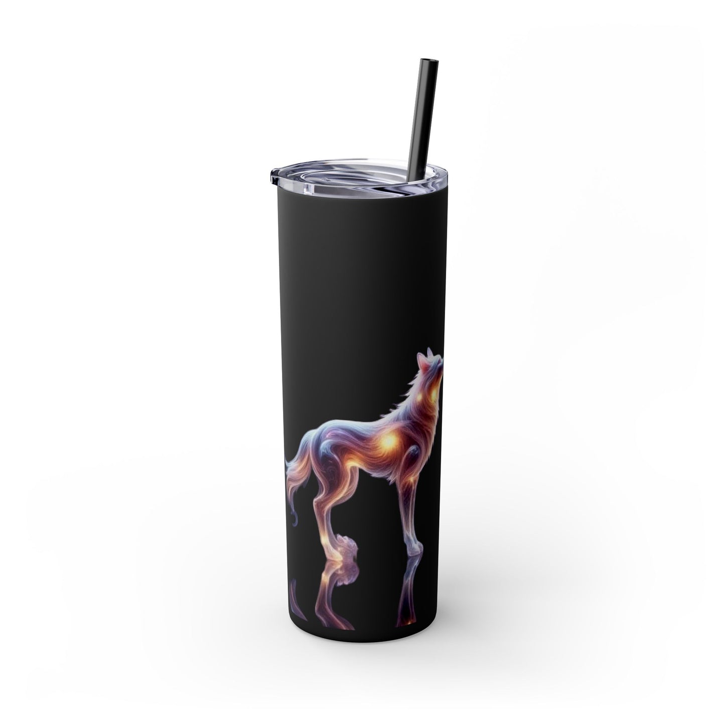 Sparkle Black Wolves, Timber Wolves, Crystal Wolves Tumbler with Straw, 20oz