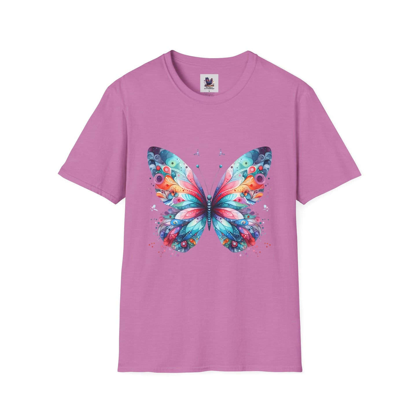 Colorful Butterfly Art Unisex Softstyle T-Shirt, Colorful Tee, Nature-Inspired Apparel, Cute Graphic Shirt