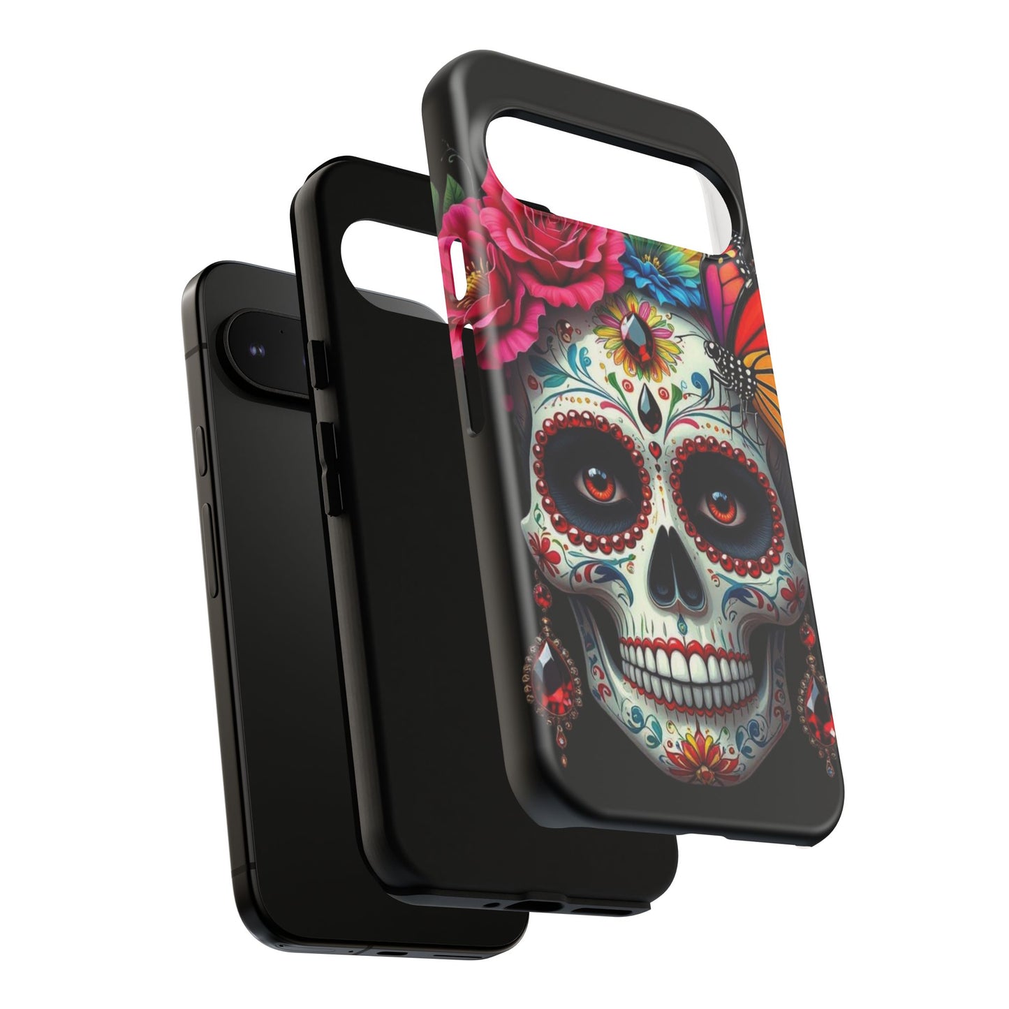 Colorful Sugar Skull Phone Case, Day of the Dead Case, Floral Phone Cover, Flower Skull Design, Edgy Phone Accessory