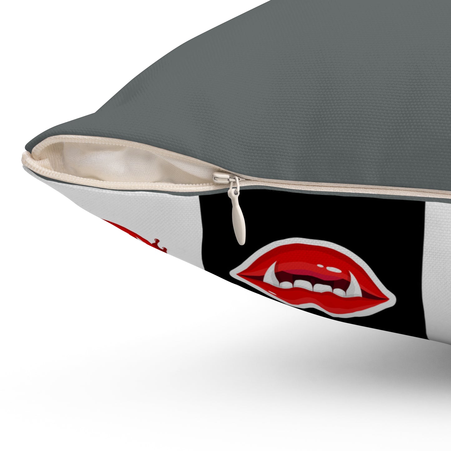 Vampire Lip Square Pillow, Halloween Decor, Gothic Home Accessory, Spooky Throw Pillow, Unique Gift
