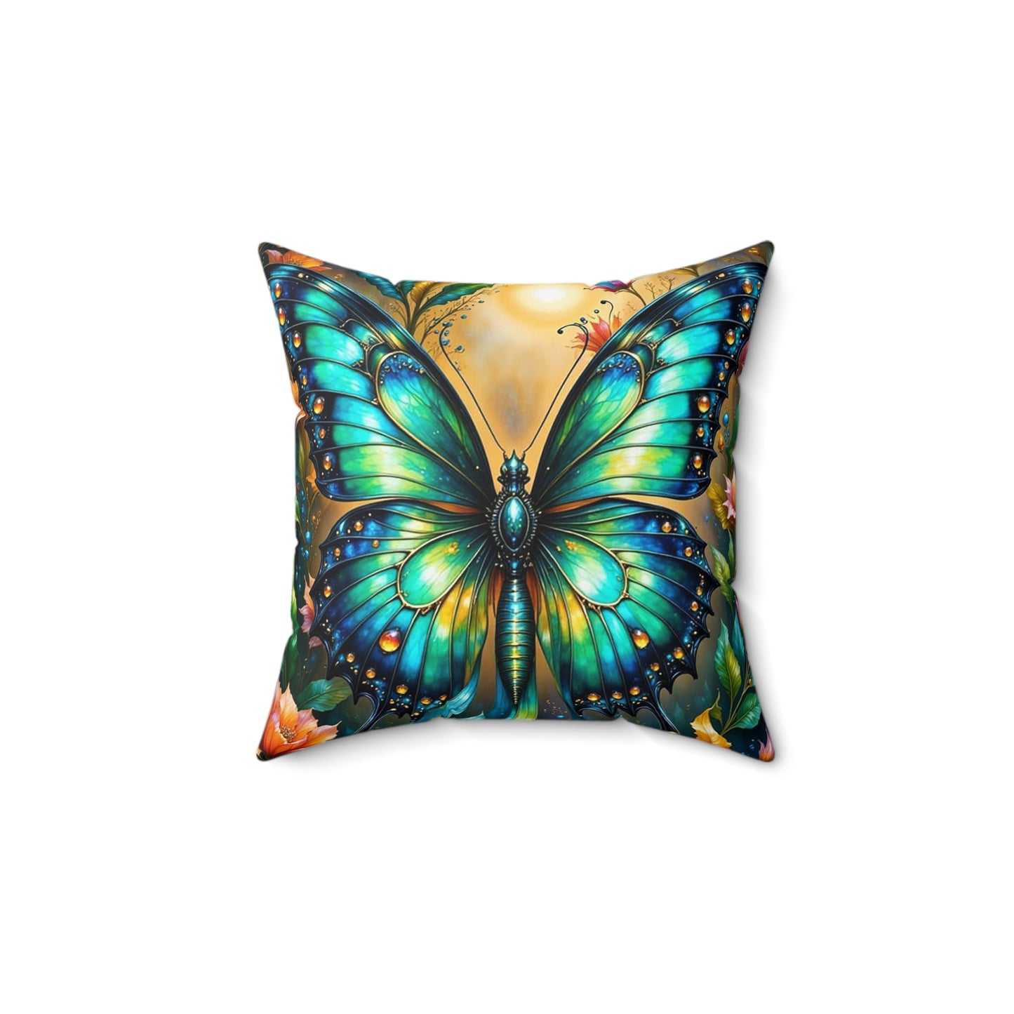 Vibrant Butterfly Square Pillow, Home Decor, Gift for Nature Lovers, Boho Chic, Spring and Summer Decoration