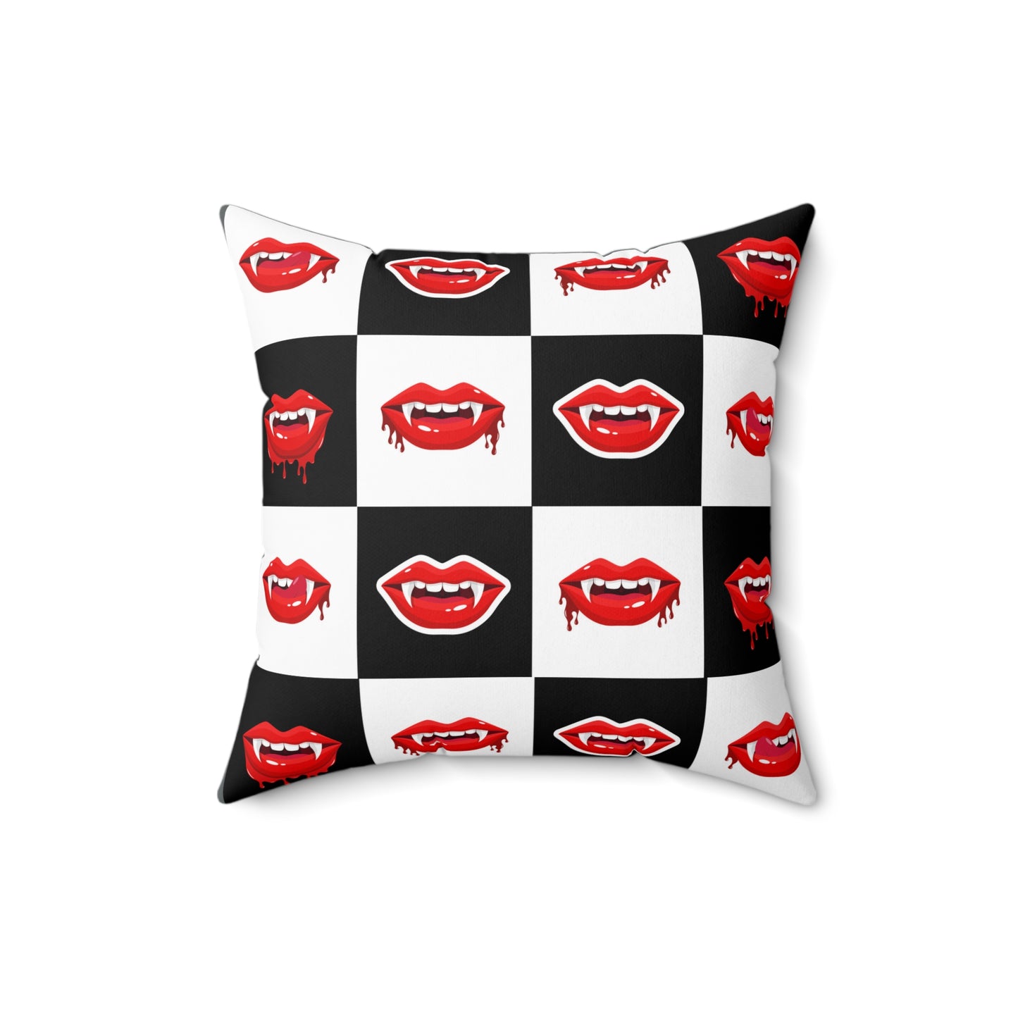 Vampire Lip Square Pillow, Halloween Decor, Gothic Home Accessory, Spooky Throw Pillow, Unique Gift