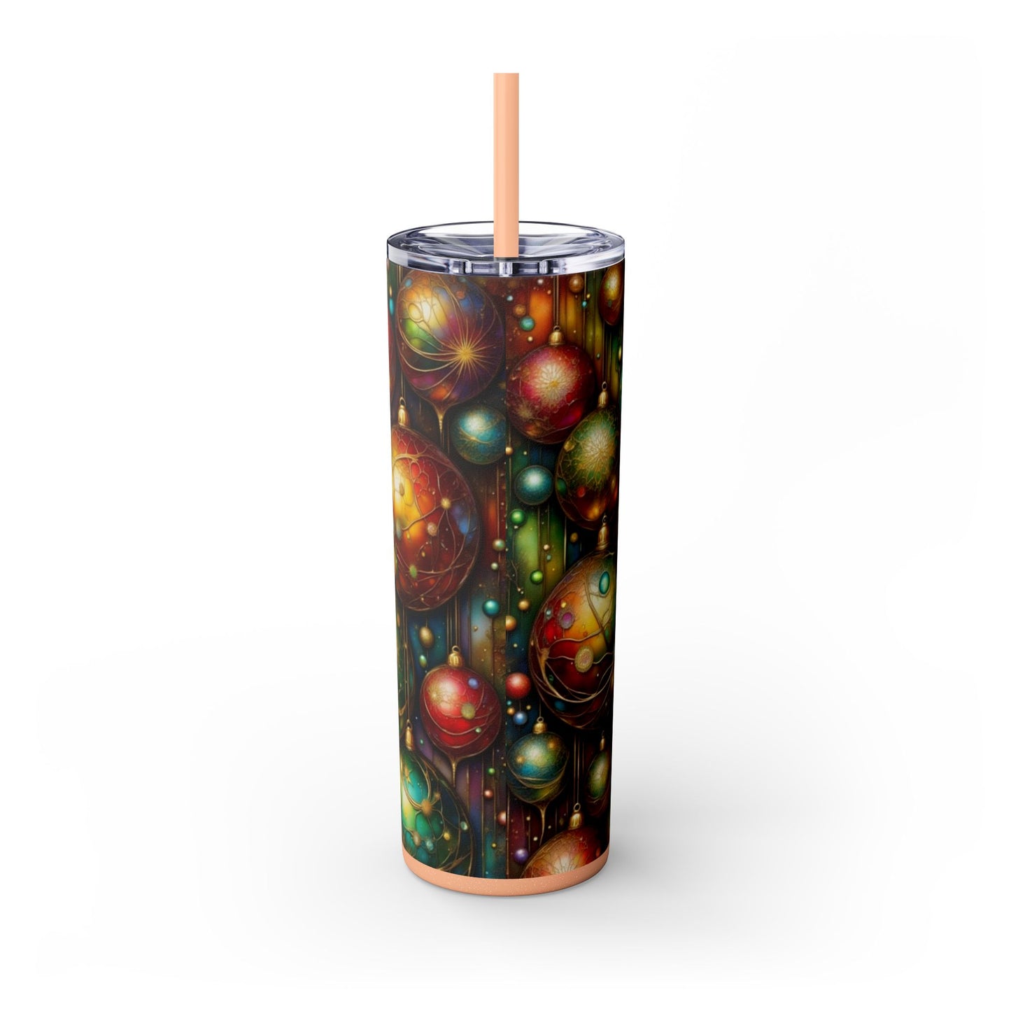 Colorful Holiday Skinny Tumbler, 20oz Christmas Drinkware, Festive Travel Mug, Gift for Him/Her, Party Essential, Reusable Eco-Friendly