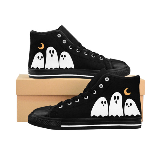 Ghostly Classic Sneakers for Women - Spooky Style Shoes, Halloween Footwear, Unique Graphic Sneakers, Cute Casual Sneakers, [...]