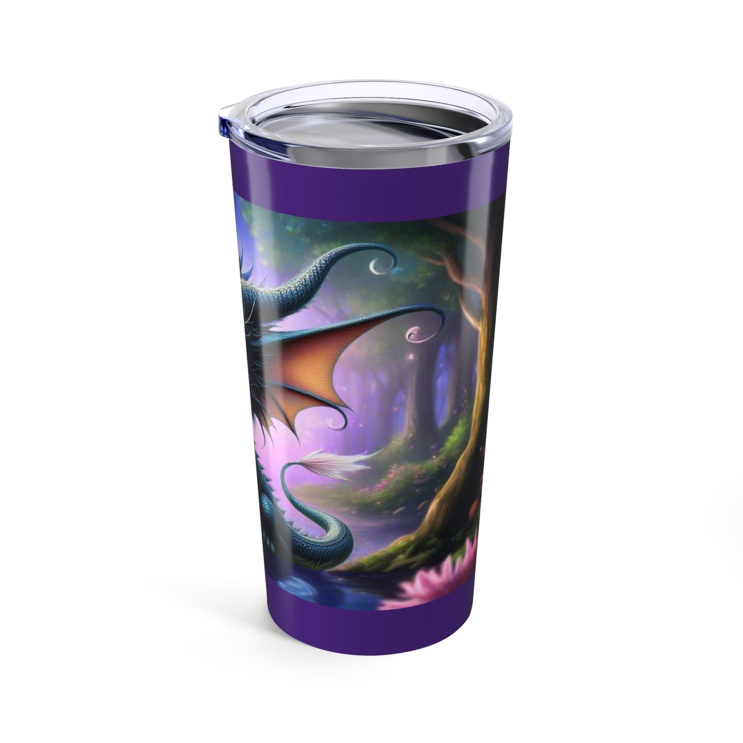 Fantasy-Themed Tumbler, Dragon Cup, Magical Artwork Drinkware, Enchanted Forest Travel Mug, Cute Creature Tumbler