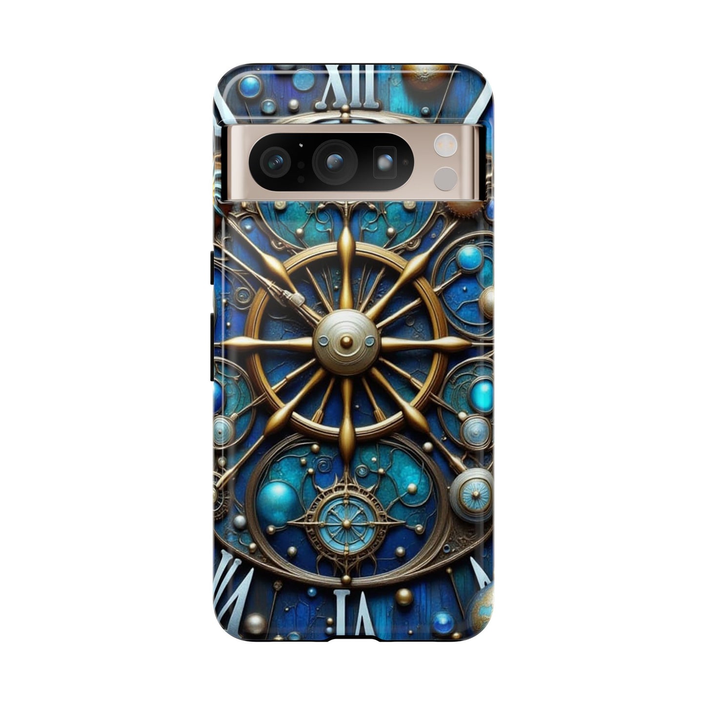 Stylish Phone Cases for Adventurers, Unique Phone Cover, Gift for Friends, Gold and Blue Steampunk Design, Tough Protective Case, Artistic [...]