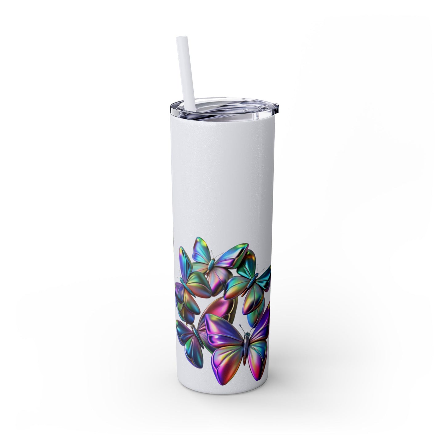 Purple Butterfly Swarm Tumbler with Straw, 20oz