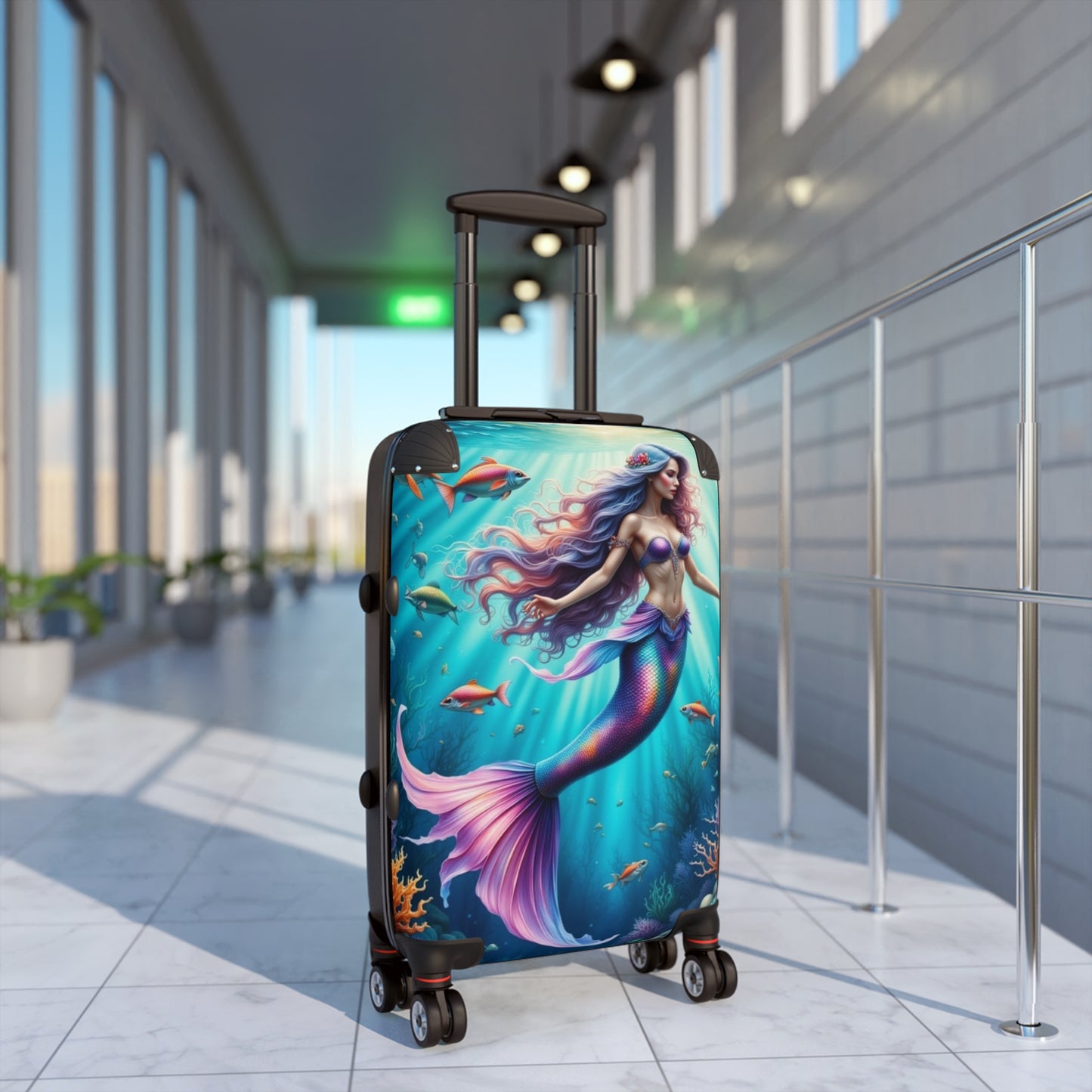 Mermaid Print Suitcase, Travel Luggage, Vacation Gear, Nautical Design, Kids & Adults Travel Fun