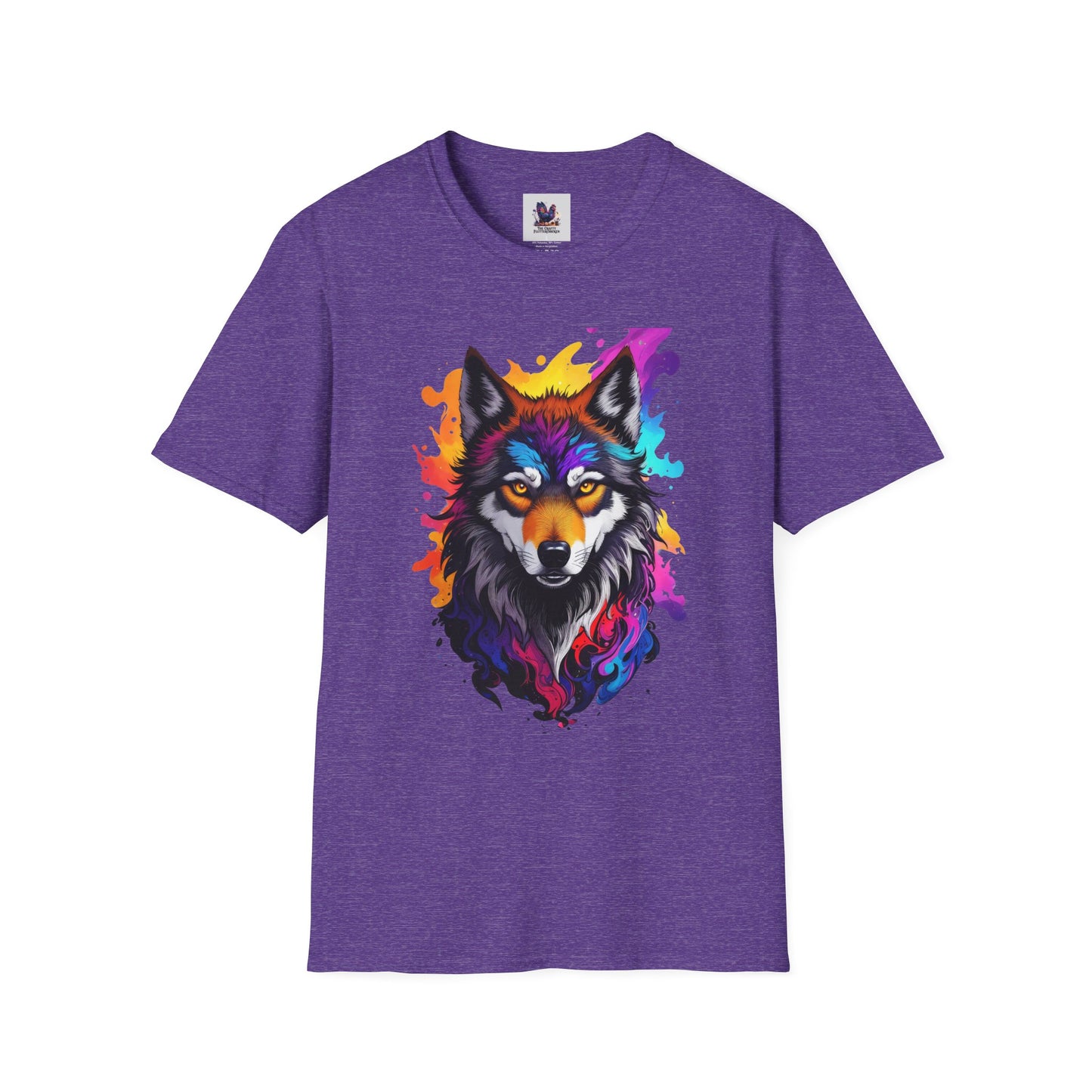 Colorful Wolf Art Unisex Softstyle T-Shirt, Animal Lover Gift, Colorful Tee, Nature-Inspired Apparel, Cute Graphic Shirt