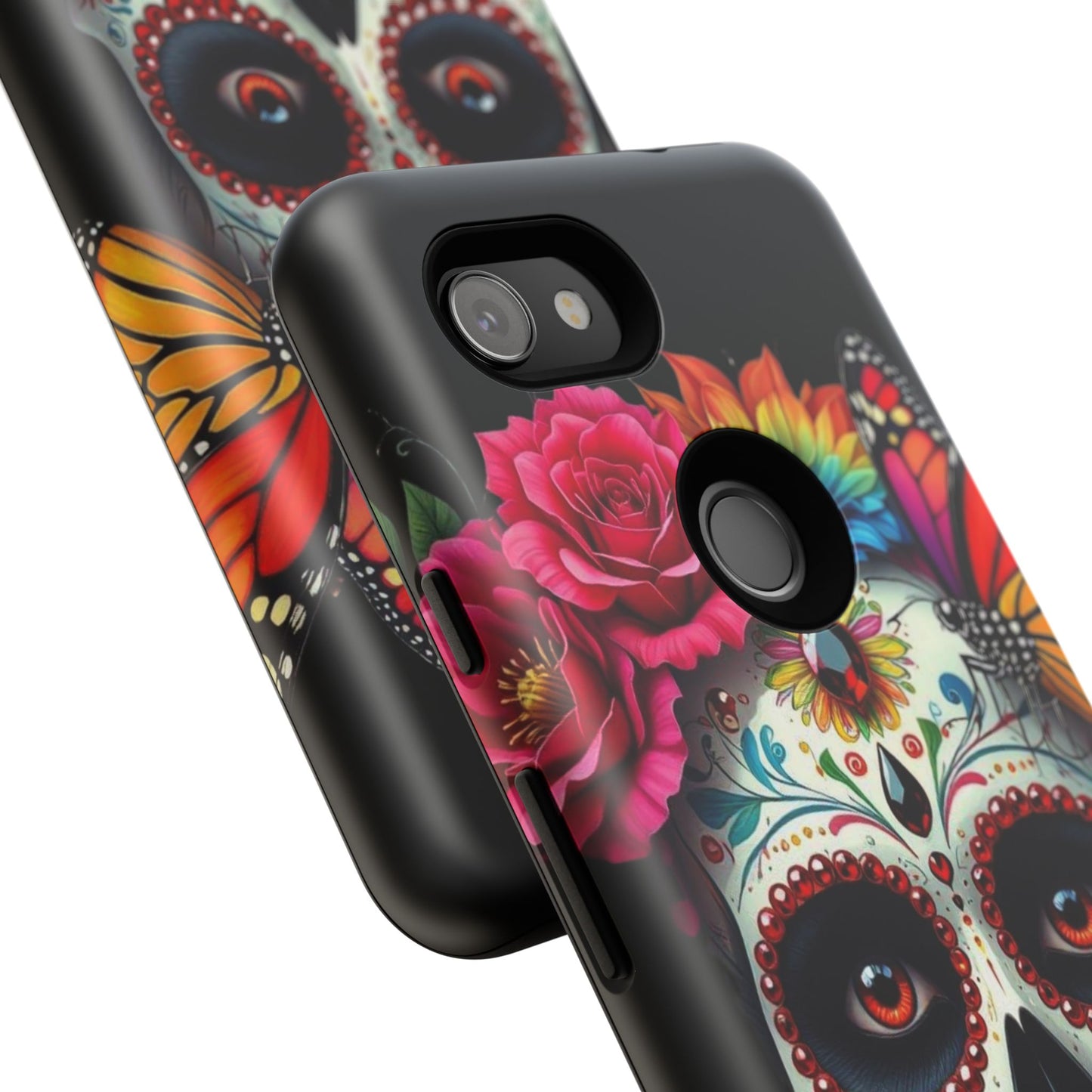 Colorful Sugar Skull Phone Case, Day of the Dead Case, Floral Phone Cover, Flower Skull Design, Edgy Phone Accessory
