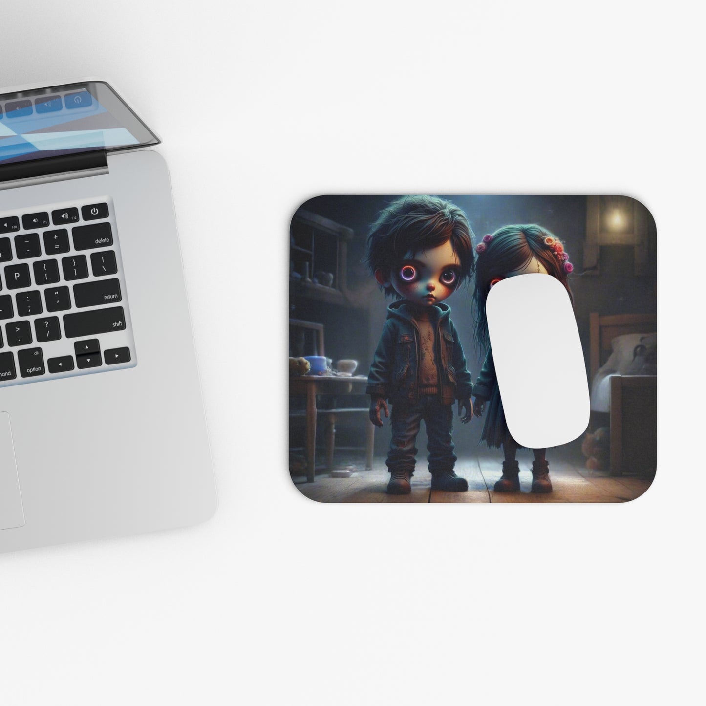 Spooky Kids Mouse Pad, Unique Workstation Decor, Halloween Gift for Gamers, Cute Office Accessory, Home Studio Essentials