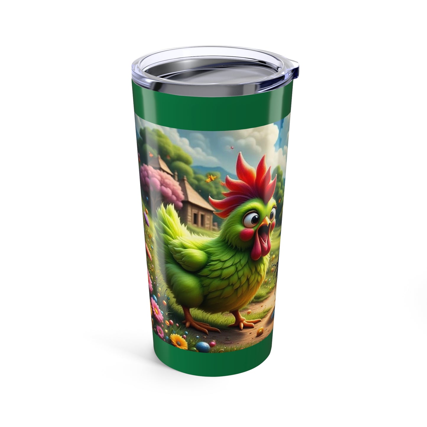 Colorful Cute Chickens, Whimsical Farmhouse Tumbler 20oz | Colorful Garden Design, Perfect for Gifting, Travel, and Everyday Use, Ideal for Nature Lovers