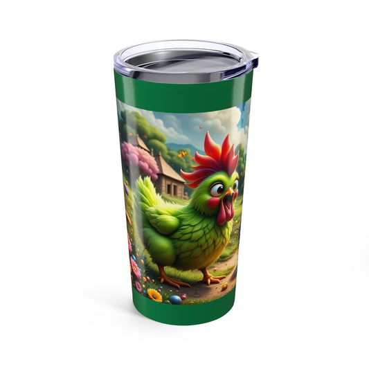 Colorful Cute Chickens, Whimsical Farmhouse Tumbler 20oz | Colorful Garden Design, Perfect for Gifting, Travel, and Everyday Use, Ideal for Nature Lovers