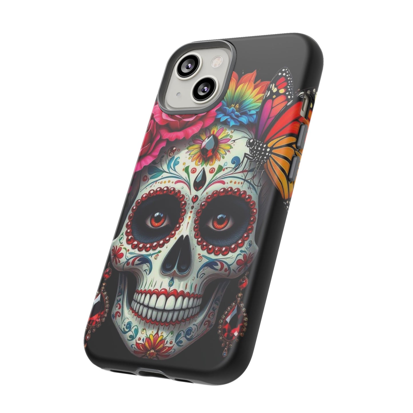 Colorful Sugar Skull Phone Case, Day of the Dead Case, Floral Phone Cover, Flower Skull Design, Edgy Phone Accessory