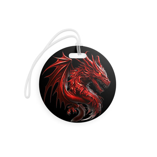 Red Dragon Suitcase, Bold Dragon Luggage Tags, Travel Accessories, Personalized Identifiers, Unique Gifts for Travelers, Fantasy-Themed Travel Tags