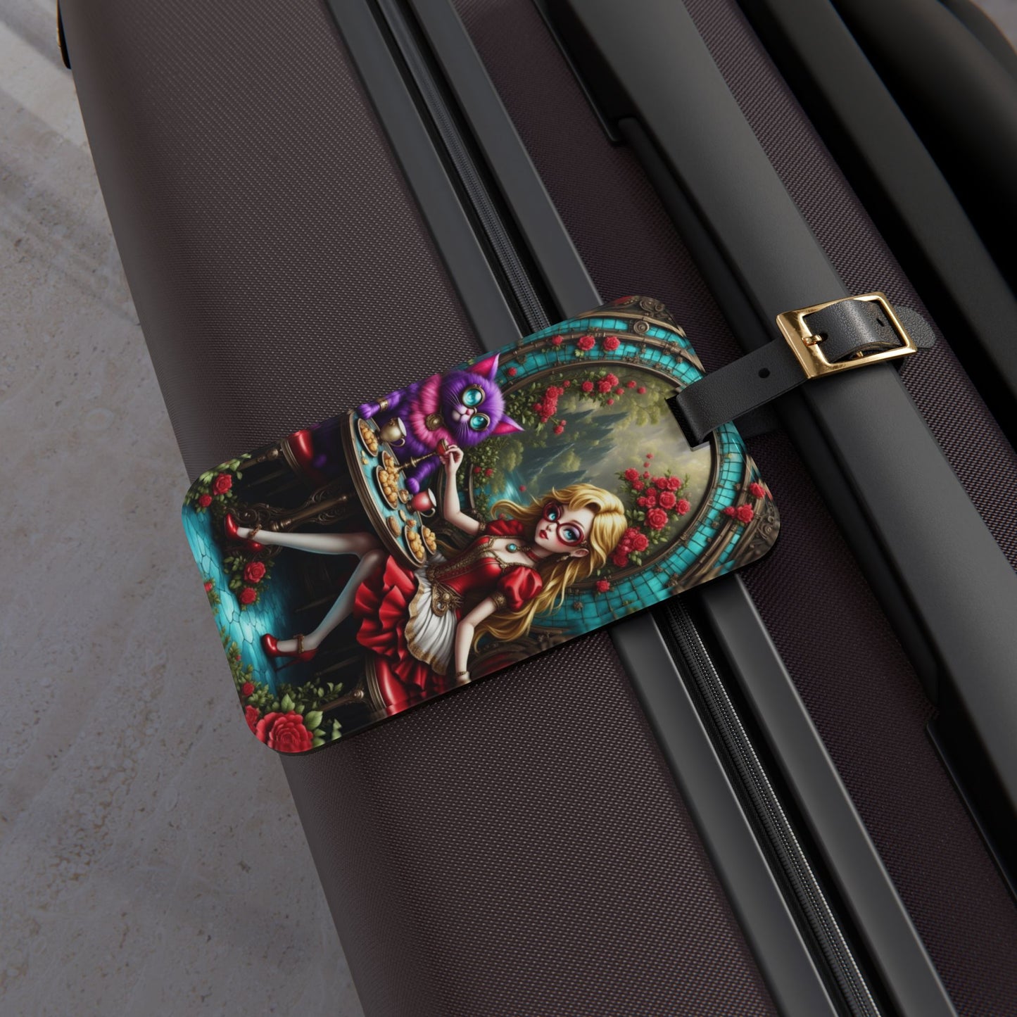 Whimsical Luggage Tag - Enchanting Travel Accessory, Unique Gift for Travelers, Alice in Wonderland Inspired, Personalized Luggage [...]