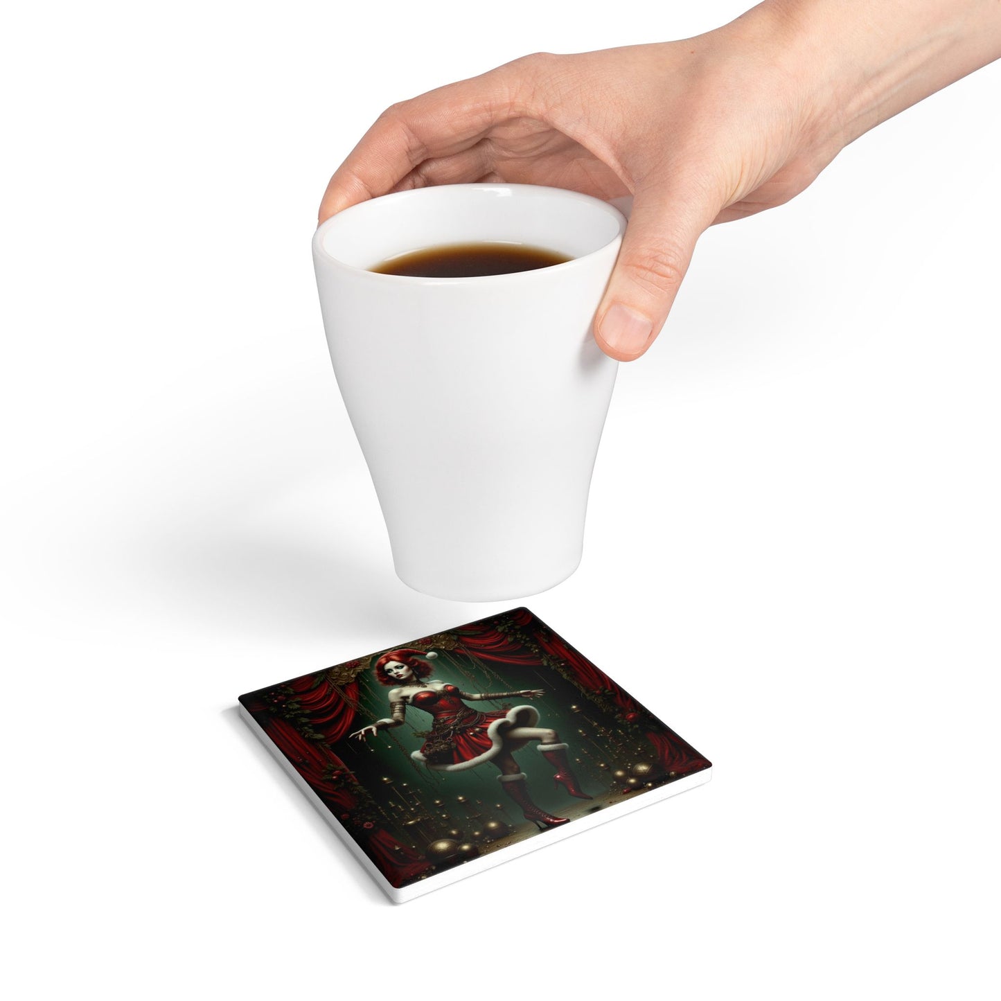 Christmas Themed Cenobite Coaster, Festive Drink Coaster, Holiday Home Decor, Unique Gift Ideas, Decorative Tableware