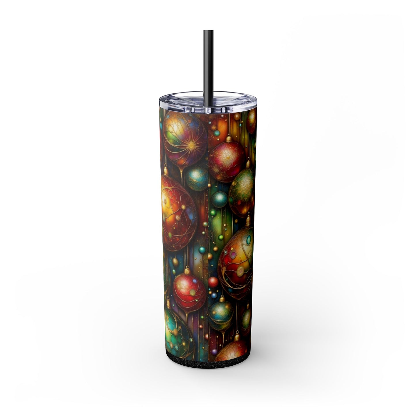 Colorful Holiday Skinny Tumbler, 20oz Christmas Drinkware, Festive Travel Mug, Gift for Him/Her, Party Essential, Reusable Eco-Friendly