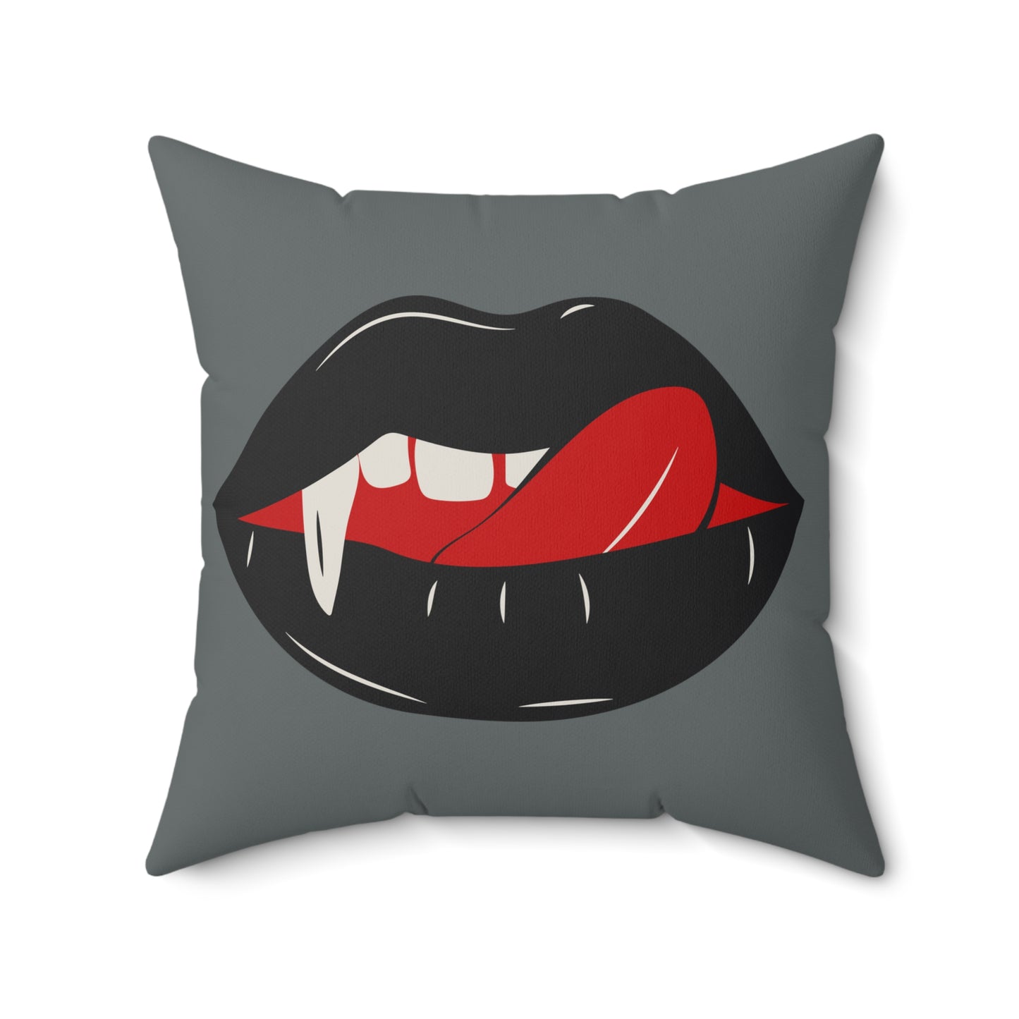 Vampire Lip Square Pillow, Halloween Decor, Gothic Home Accessory, Spooky Throw Pillow, Unique Gift