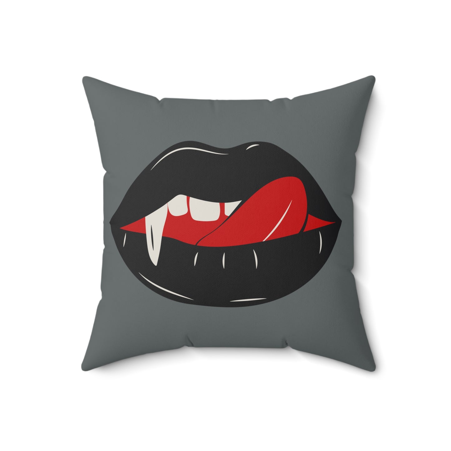 Vampire Lip Square Pillow, Halloween Decor, Gothic Home Accessory, Spooky Throw Pillow, Unique Gift