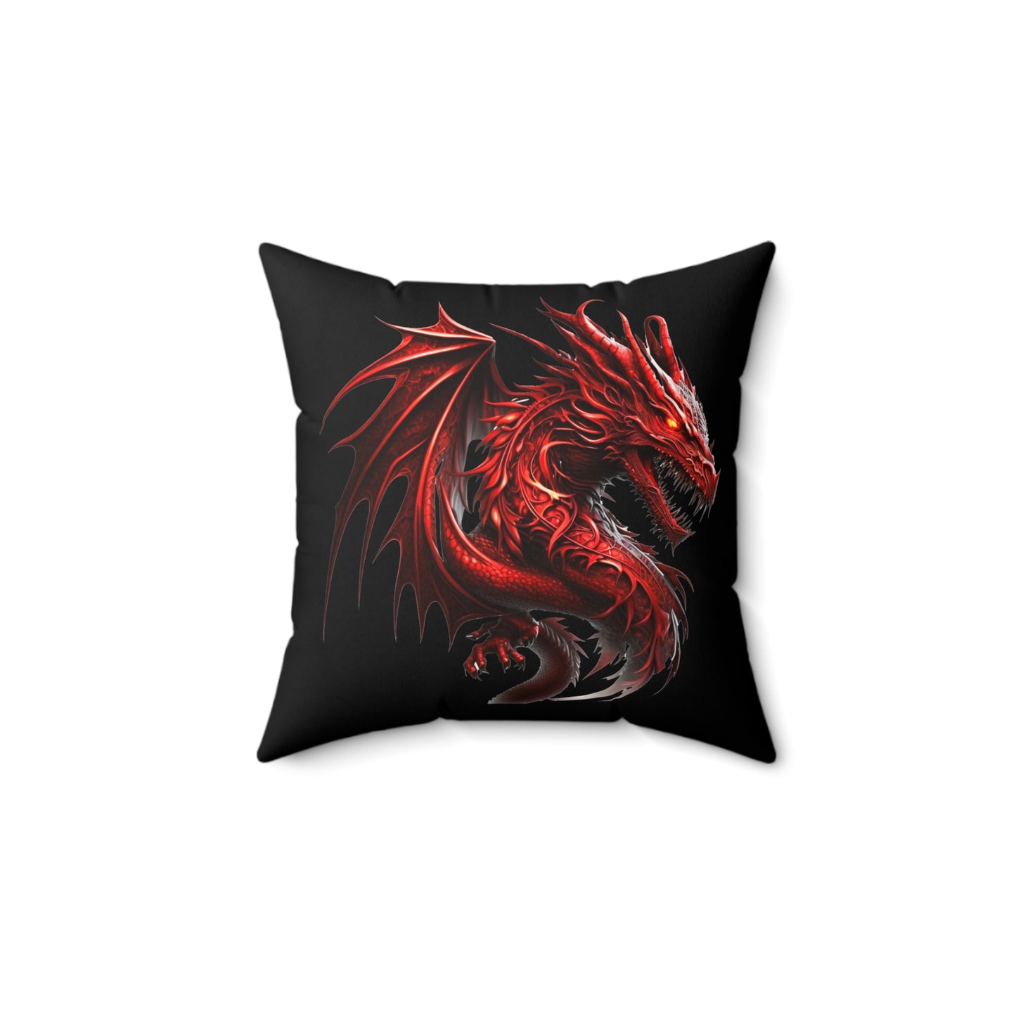Red Dragon Fantasy Pillow, Dragon Decor, Gothic Home Accent, Gift for Fantasy Lovers, Cozy Gaming Room Accessory